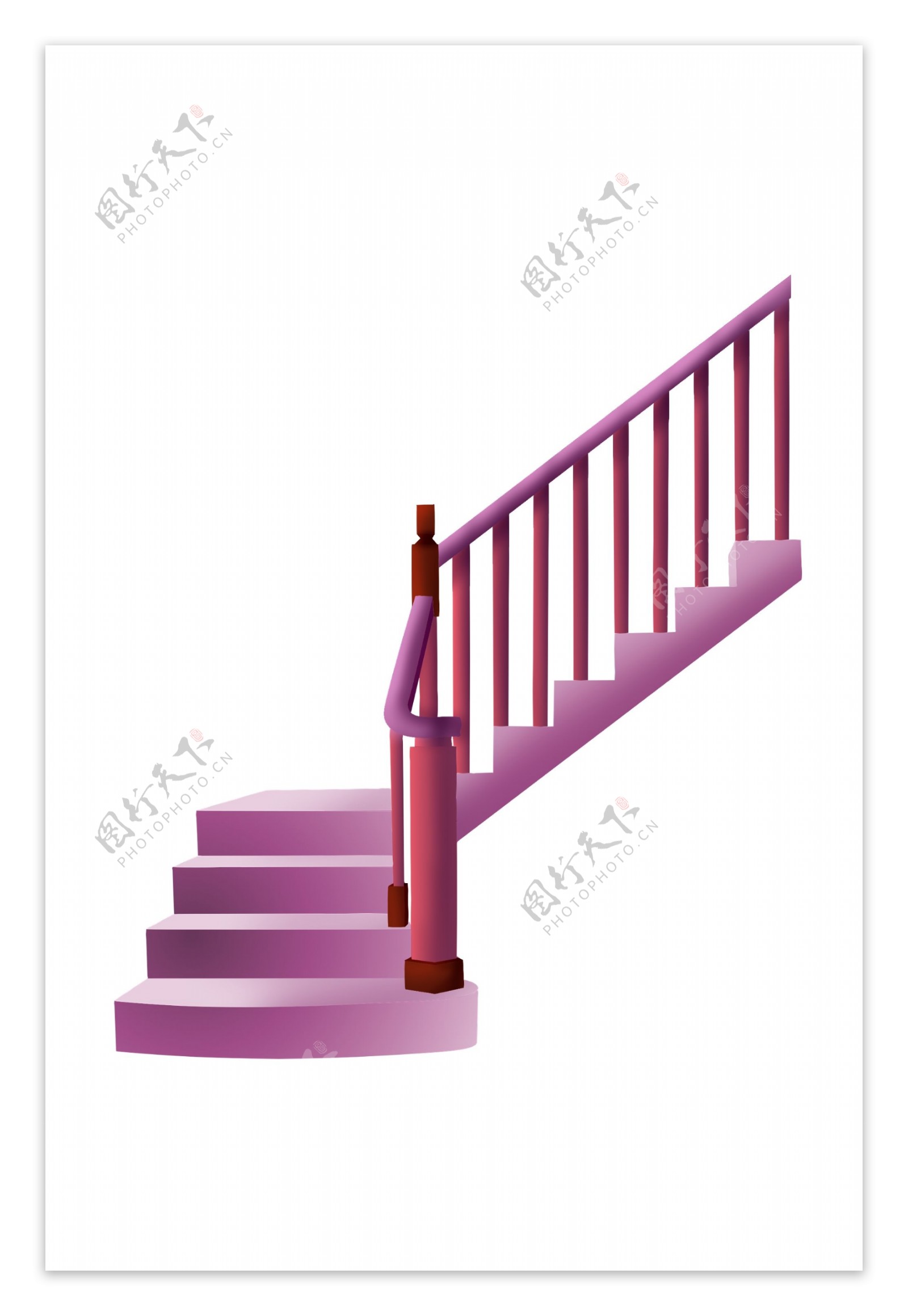 紫色立体楼梯插画