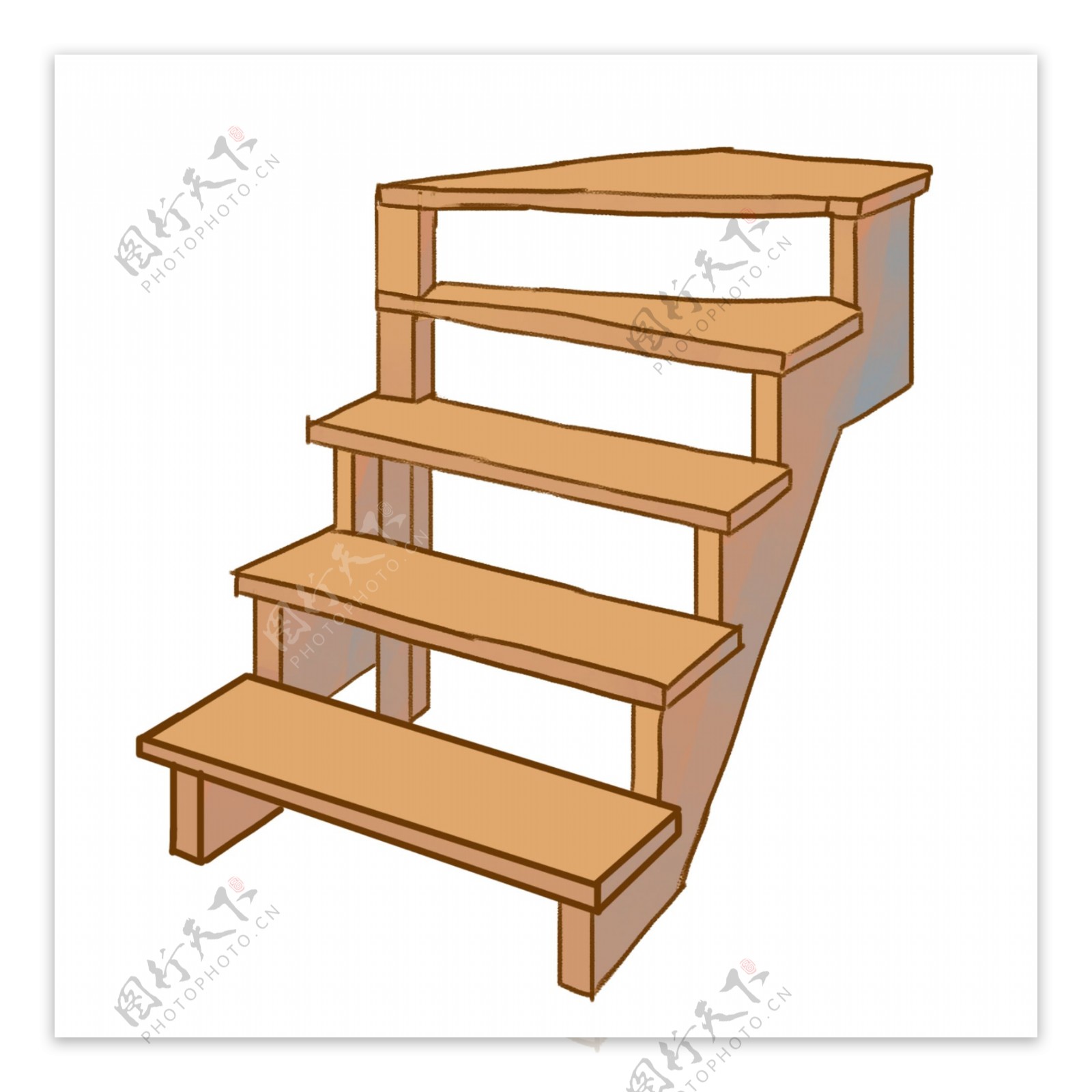 卡通木质楼梯插图
