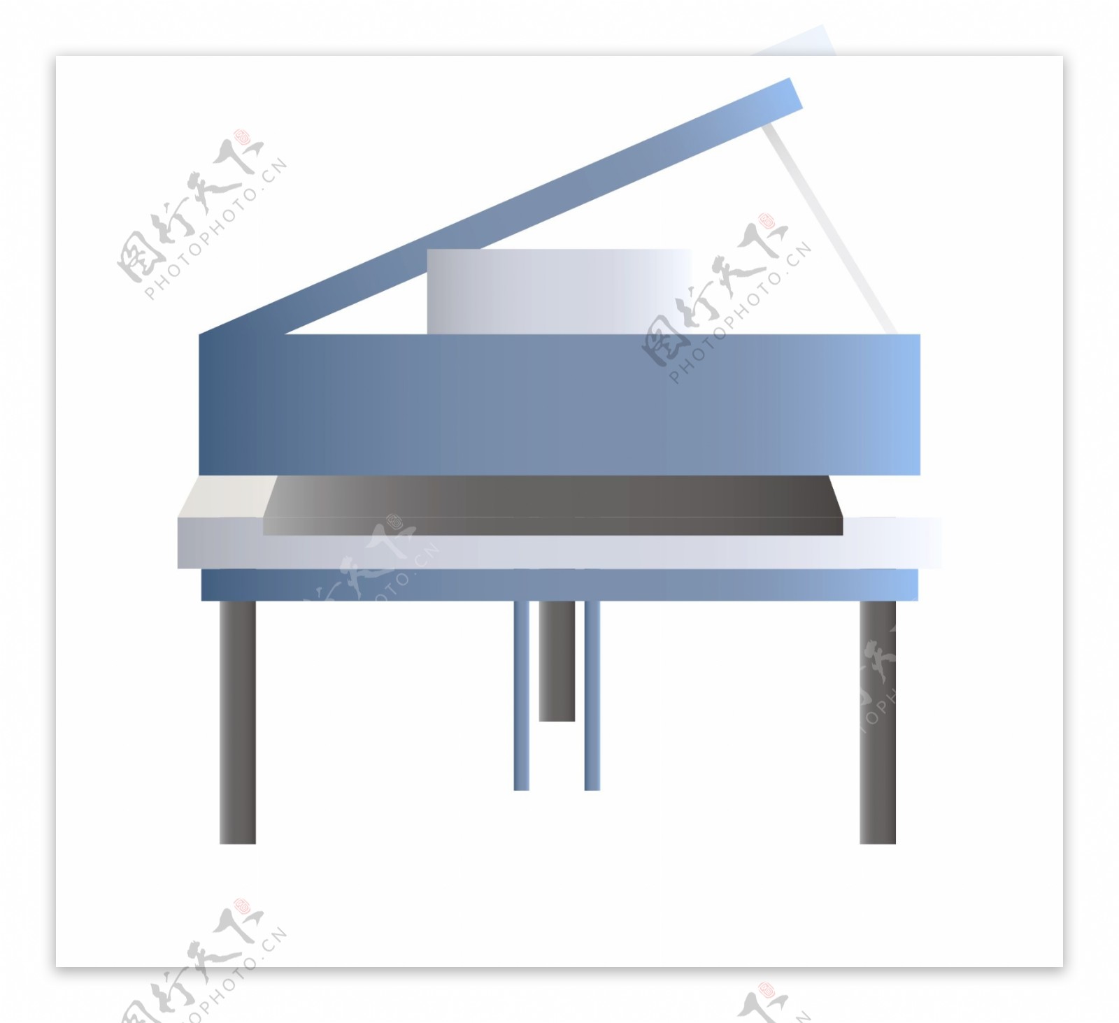 蓝色钢琴图案插图