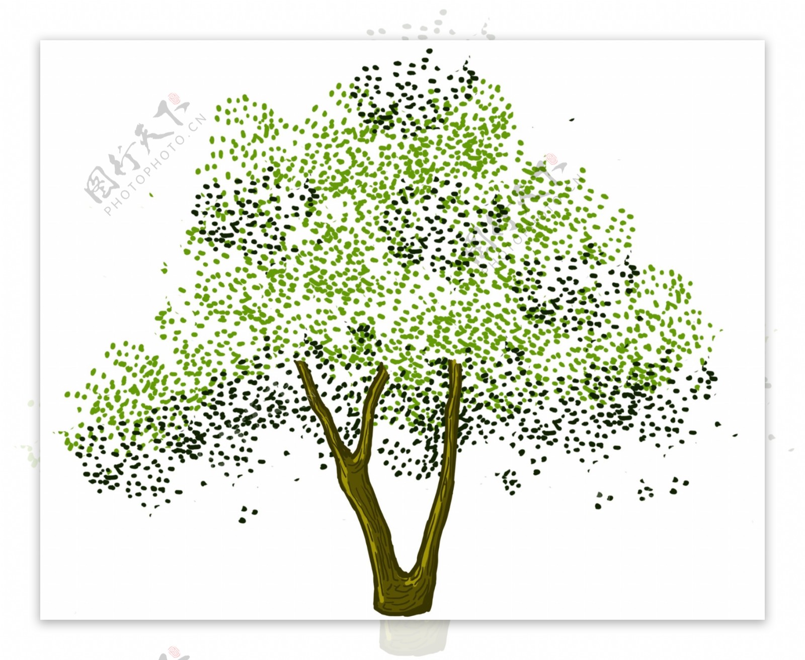 卡通深绿色大树插画