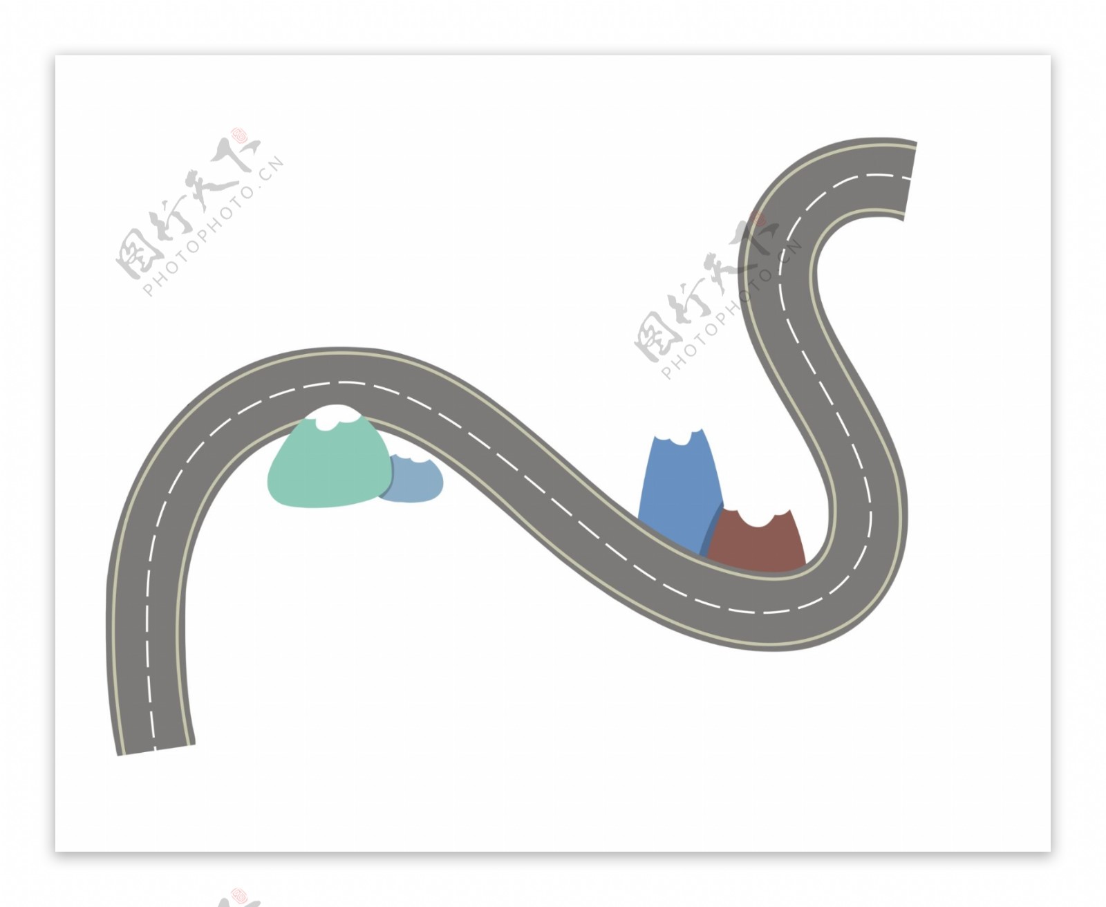 弯曲道路卡通插画