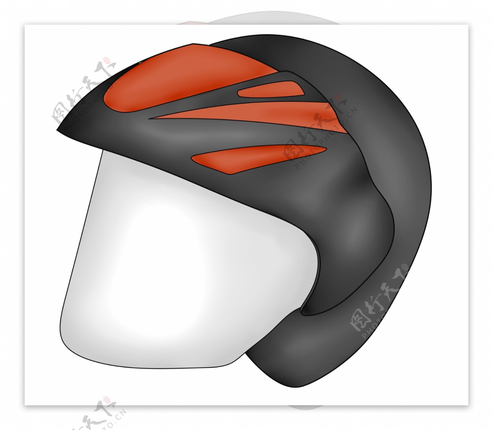 黑色摩托车头盔插图