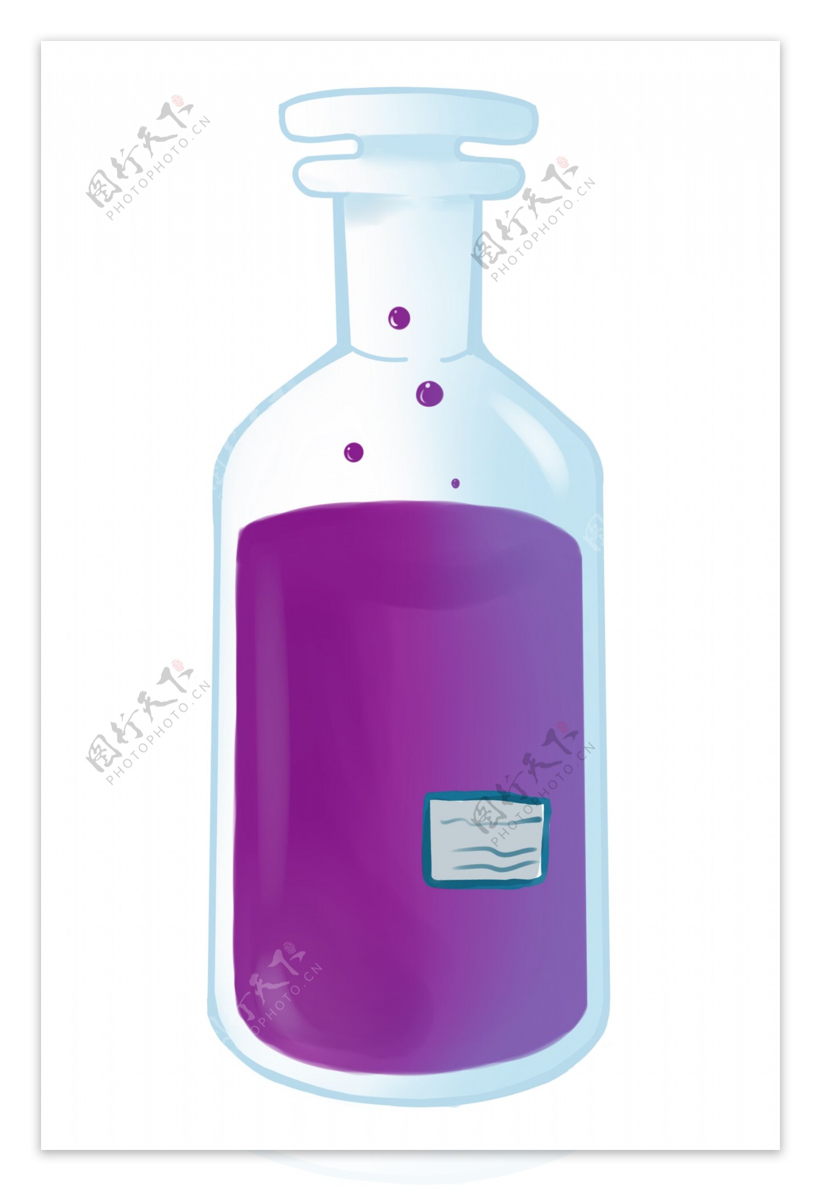 玻璃器皿和紫色药物