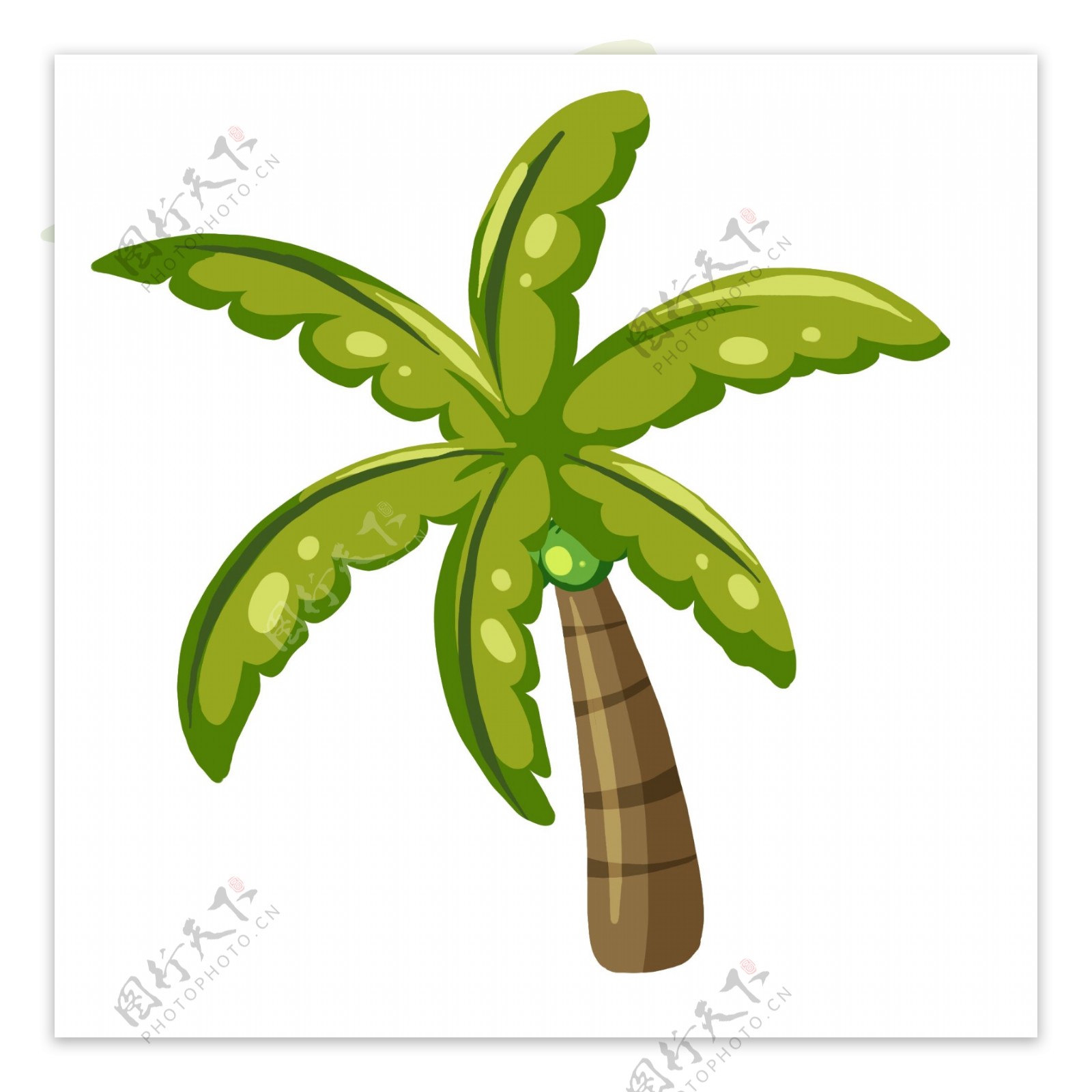卡通绿色椰子树插画