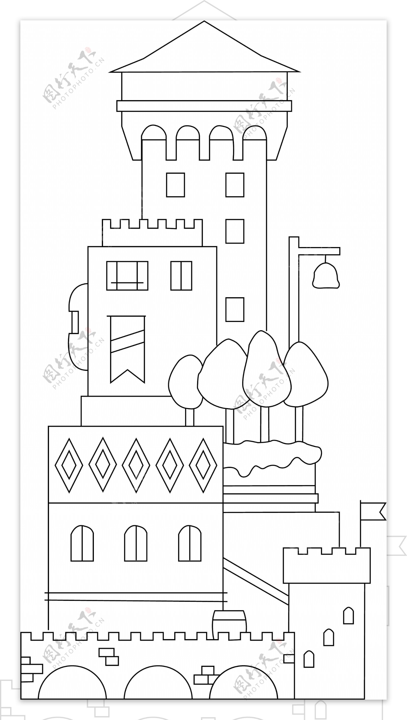 漂亮的城堡装饰插画