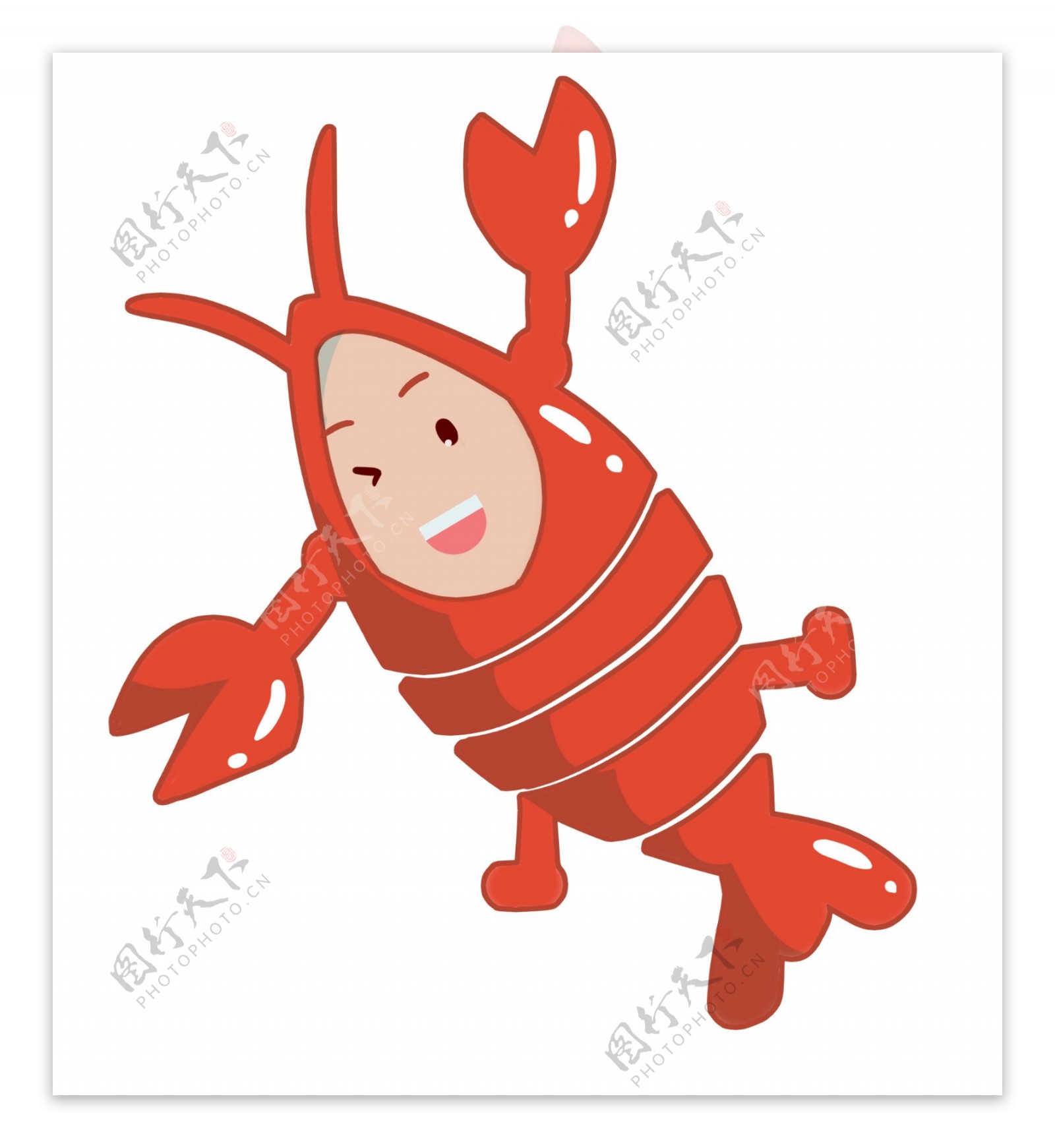 调皮的龙虾装饰插画