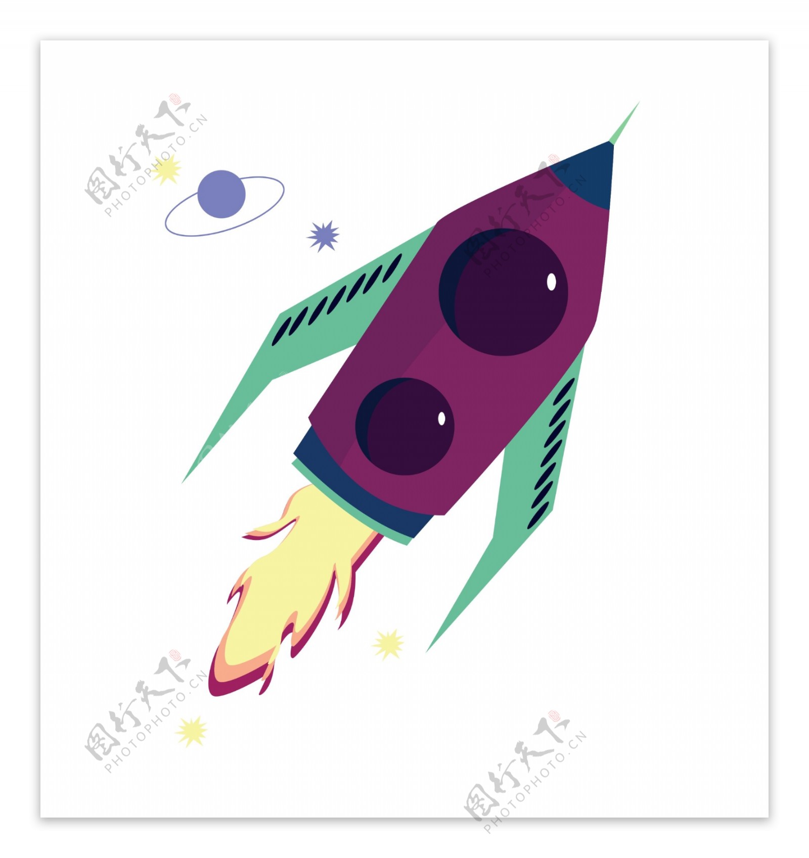 航天日火箭装饰插画