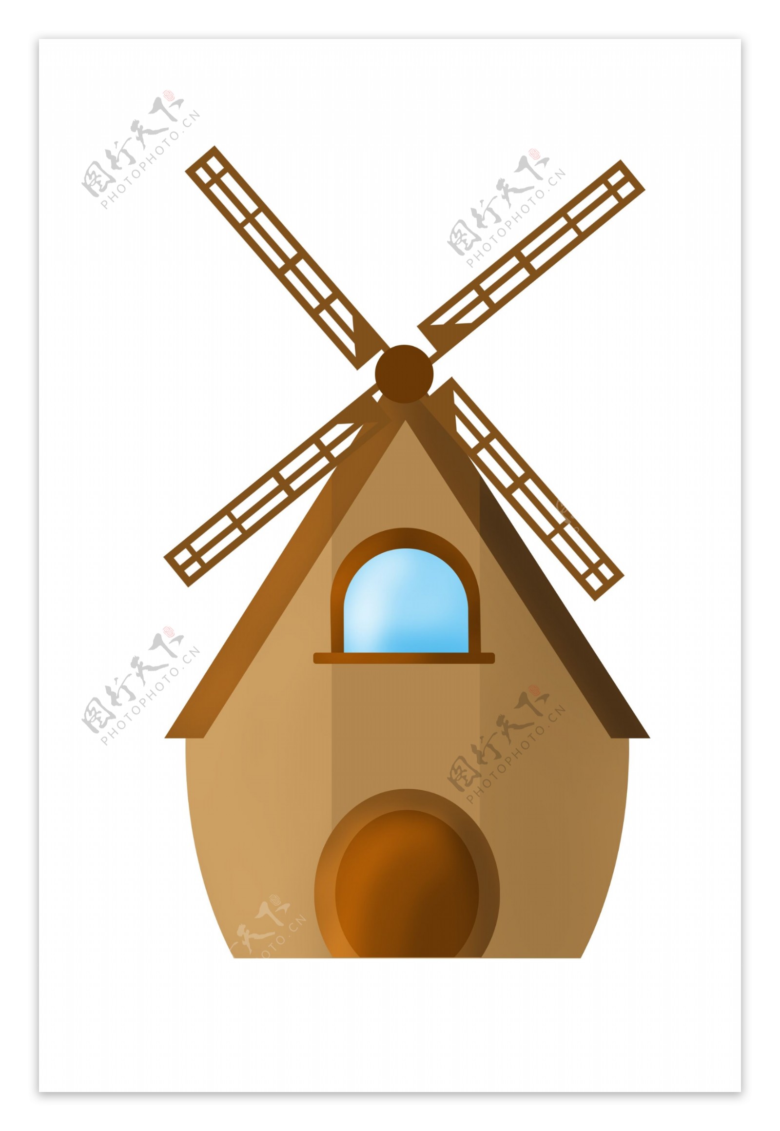 木头的风车装饰插画