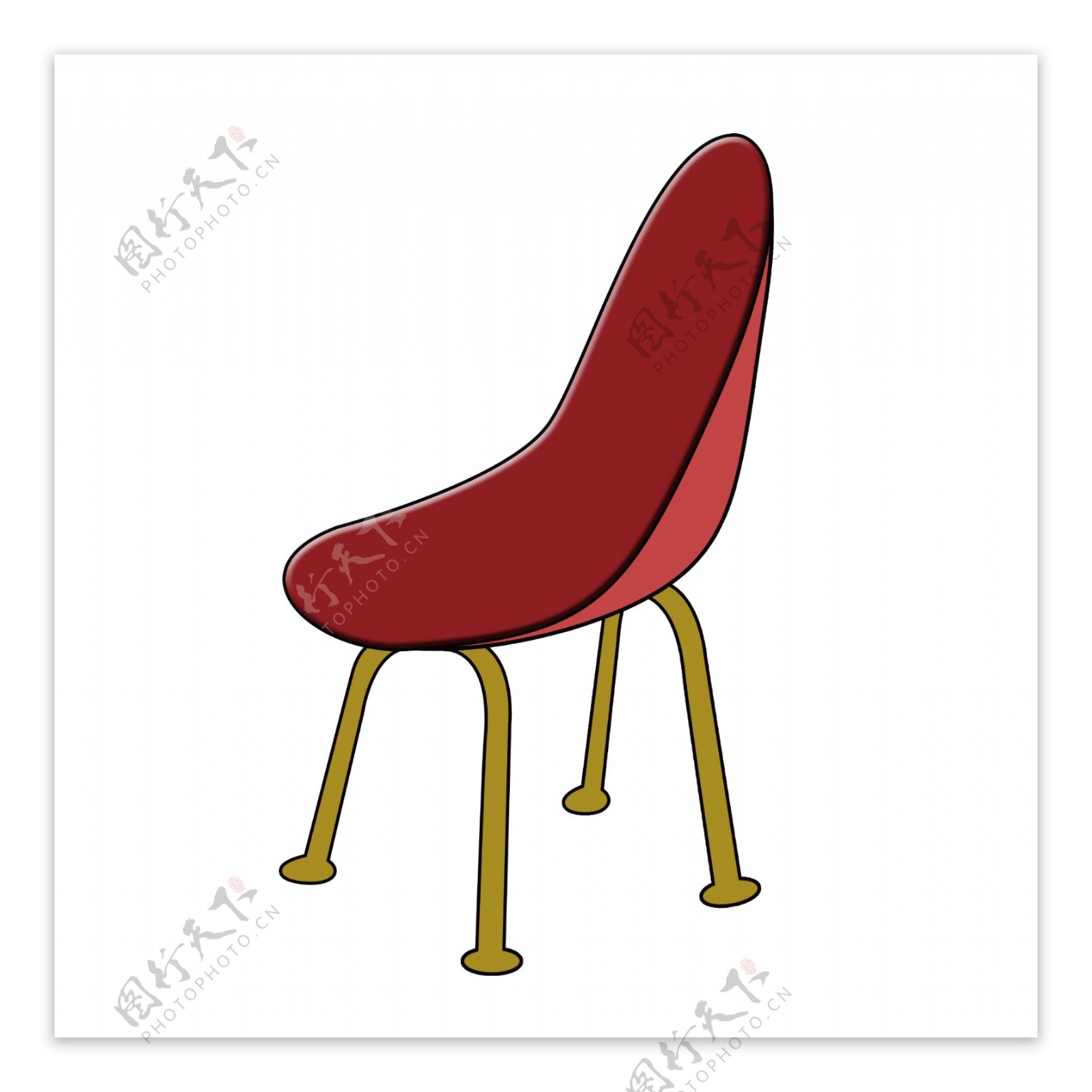 红色简约椅子插画
