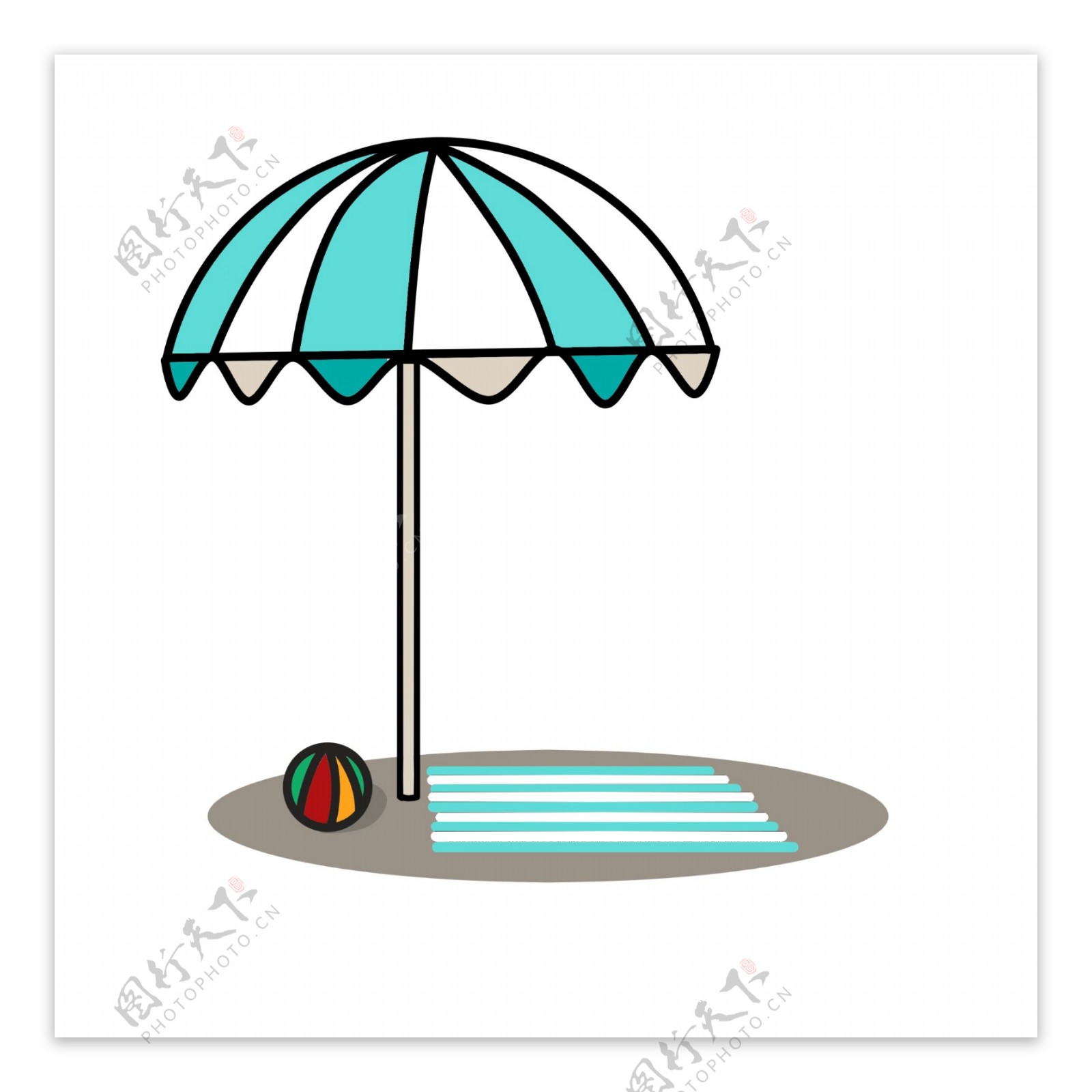 夏天海边海滩遮阳伞