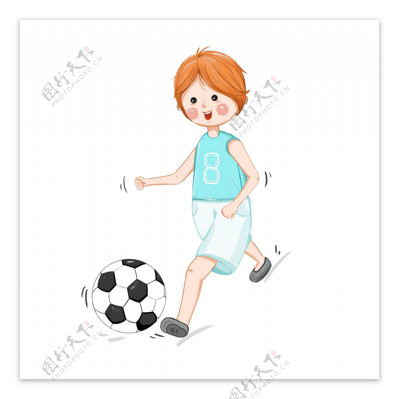 儿童节踢足球的儿童运动手绘插画