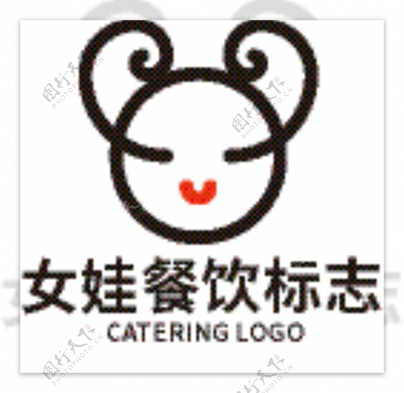 女娃餐饮标志logo黄金曲线比例卡通形象