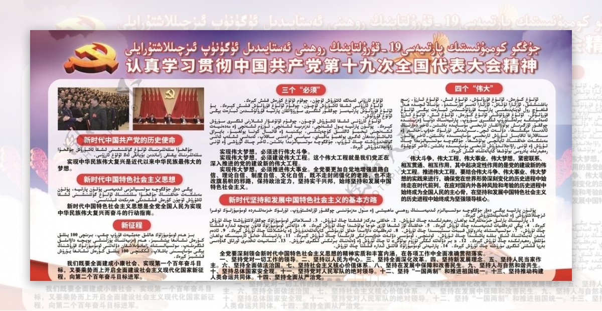 19大主题双语维语宣传栏展板