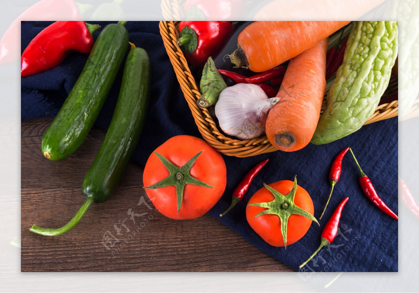 新鲜蔬菜绿色健康瓜果食材背景复