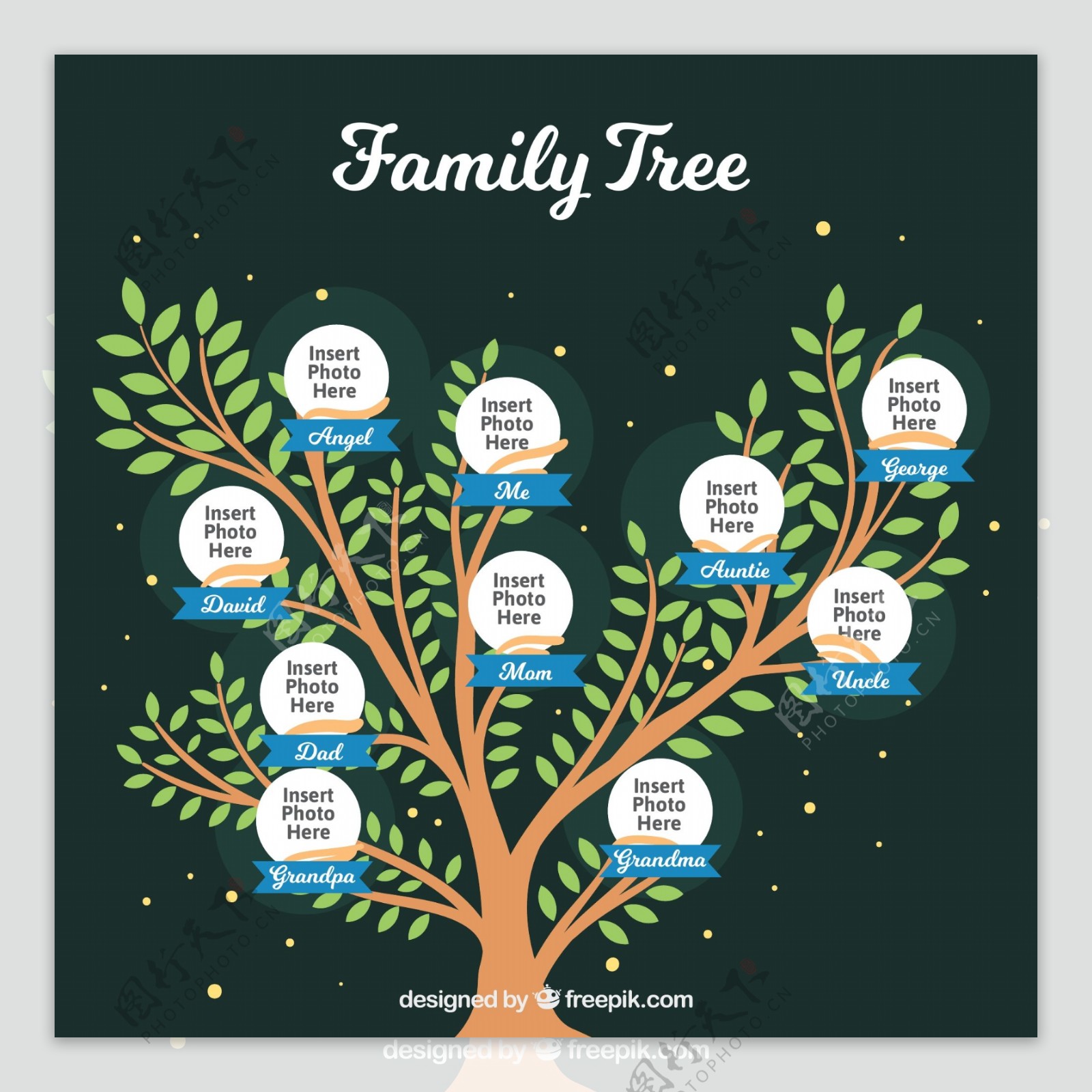 创意绿色家族树
