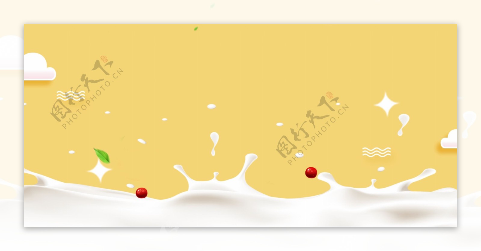 黄白色牛奶banner背景设计
