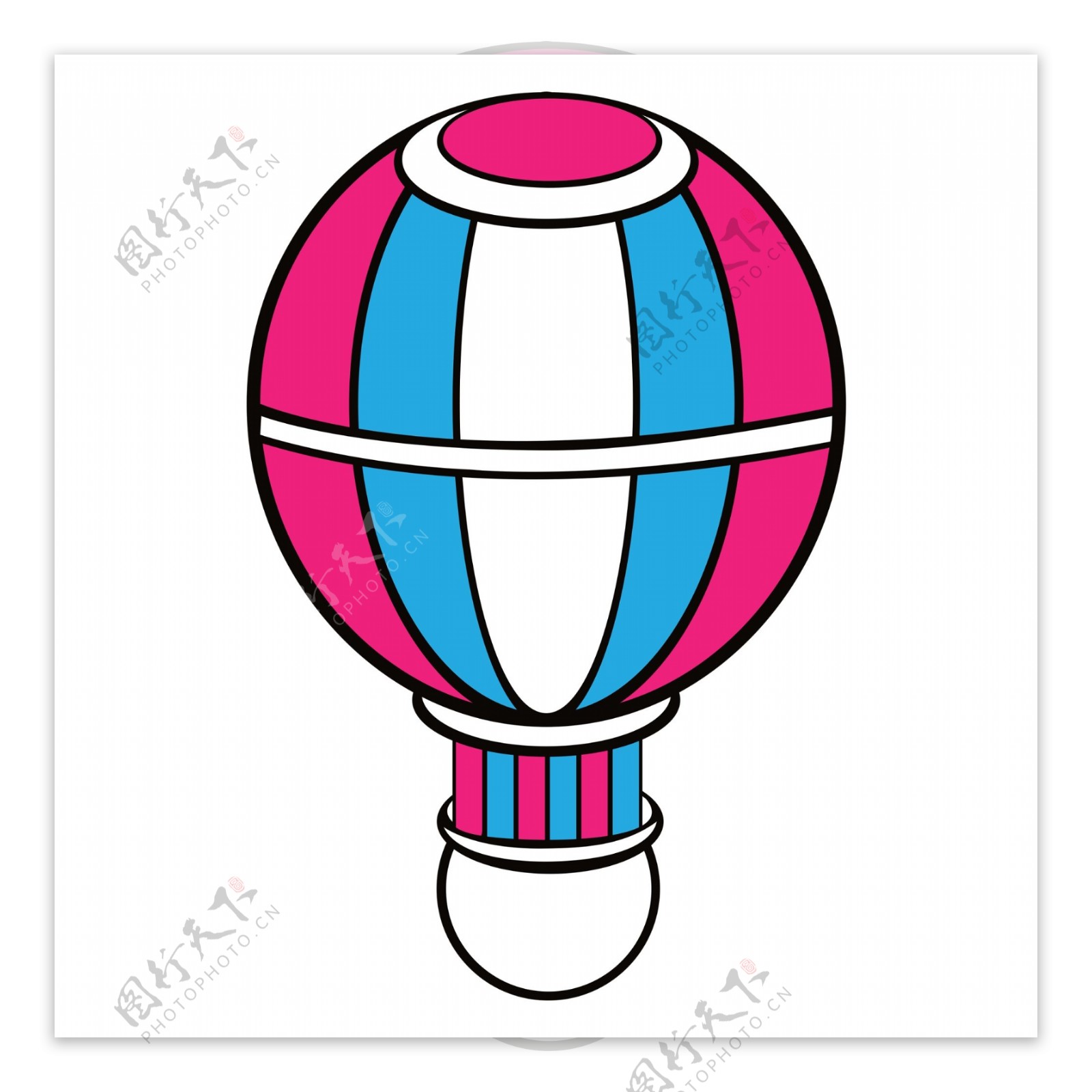 手绘热气球卡通透明素材