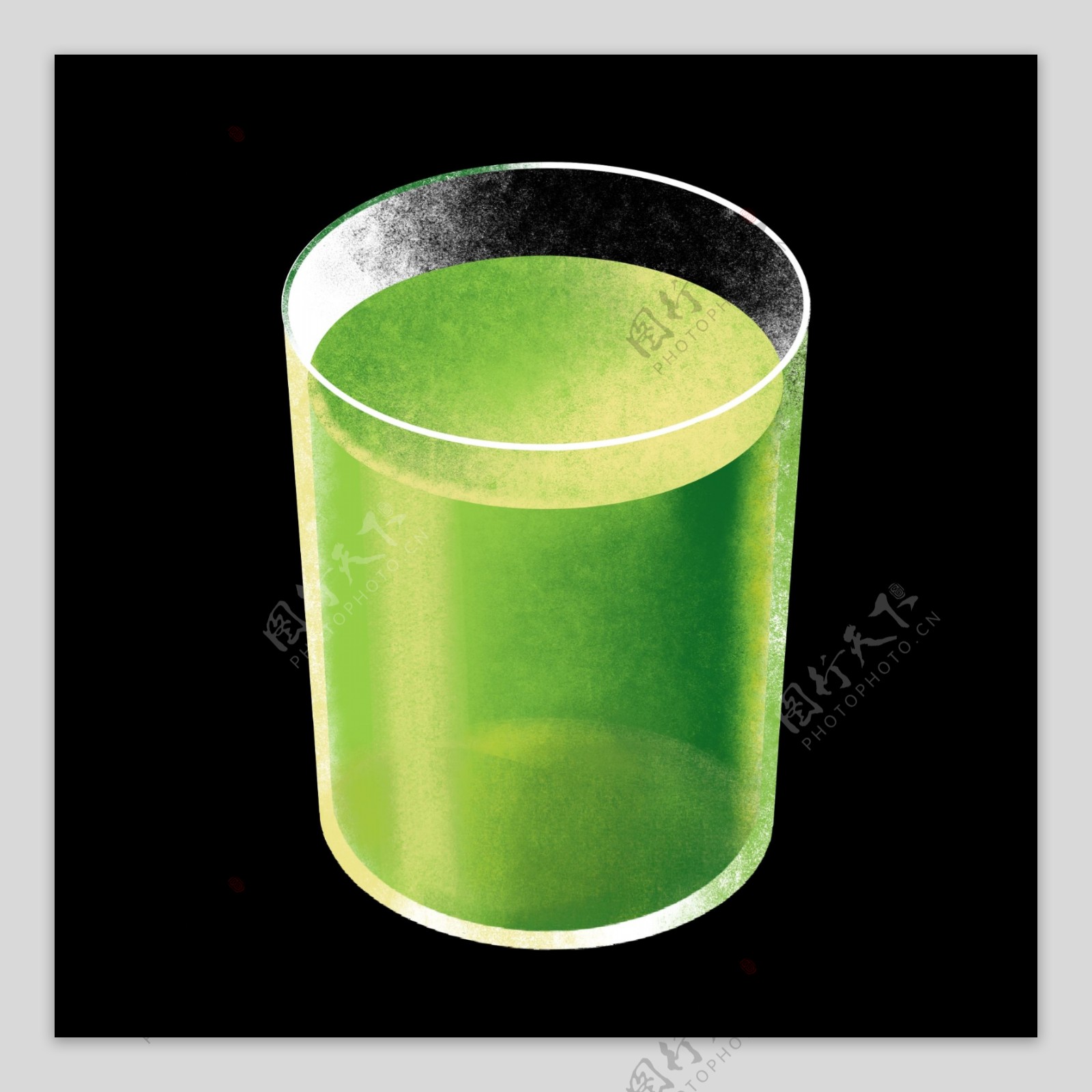 透视玻璃杯绿茶素材