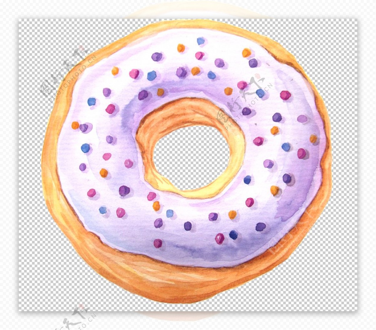 水彩食物甜甜圈图案