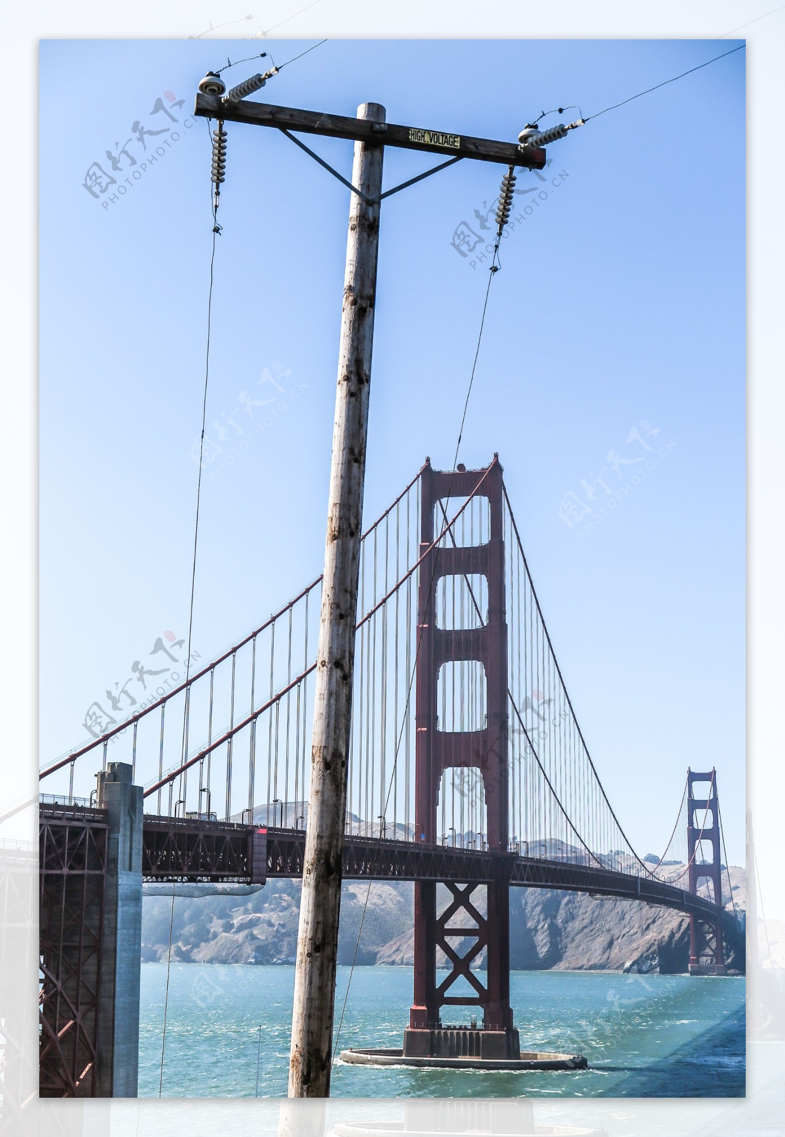 金门大桥被电线杆遮住