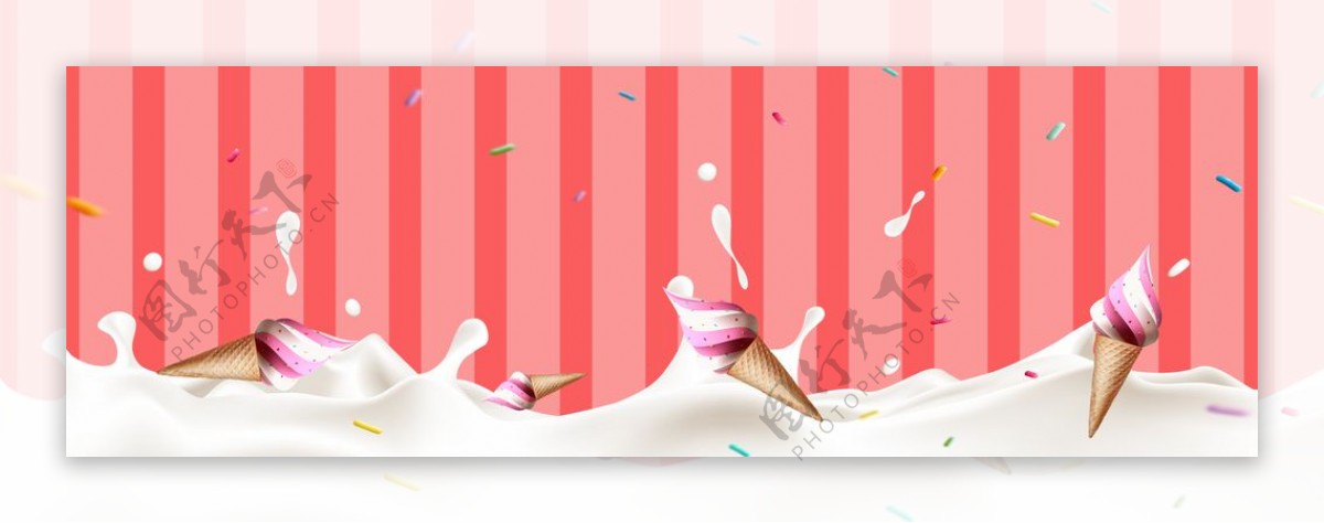牛奶冰淇淋海报banner