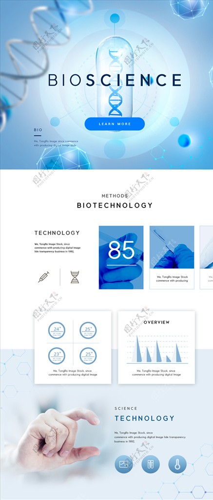 科研医学生物基因网页设计蓝色