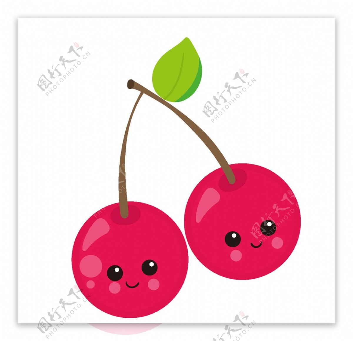 樱桃水果创意可爱卡通矢量素材