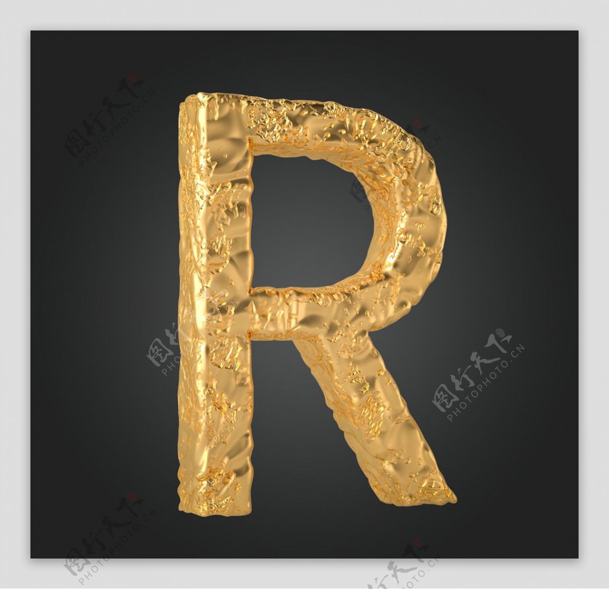 金属质感立体字母R