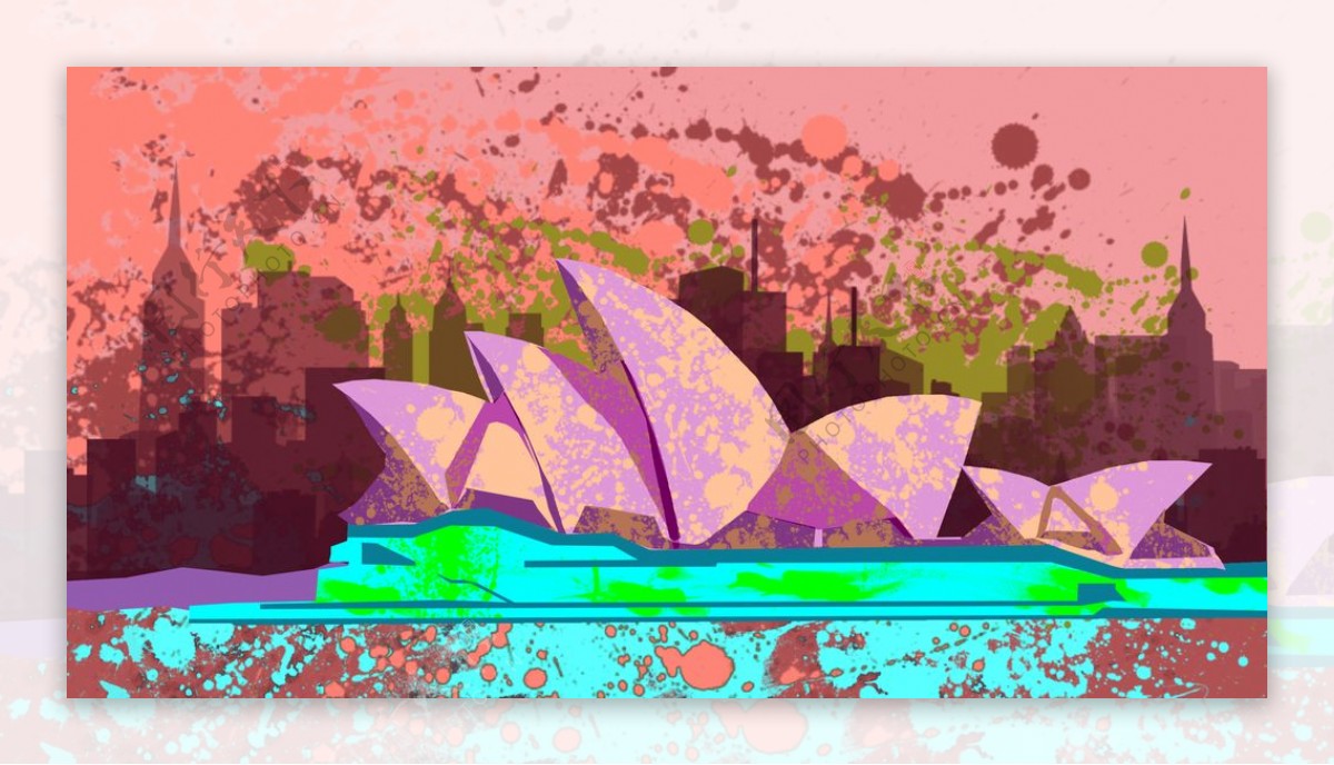 悉尼歌剧院水彩画油画