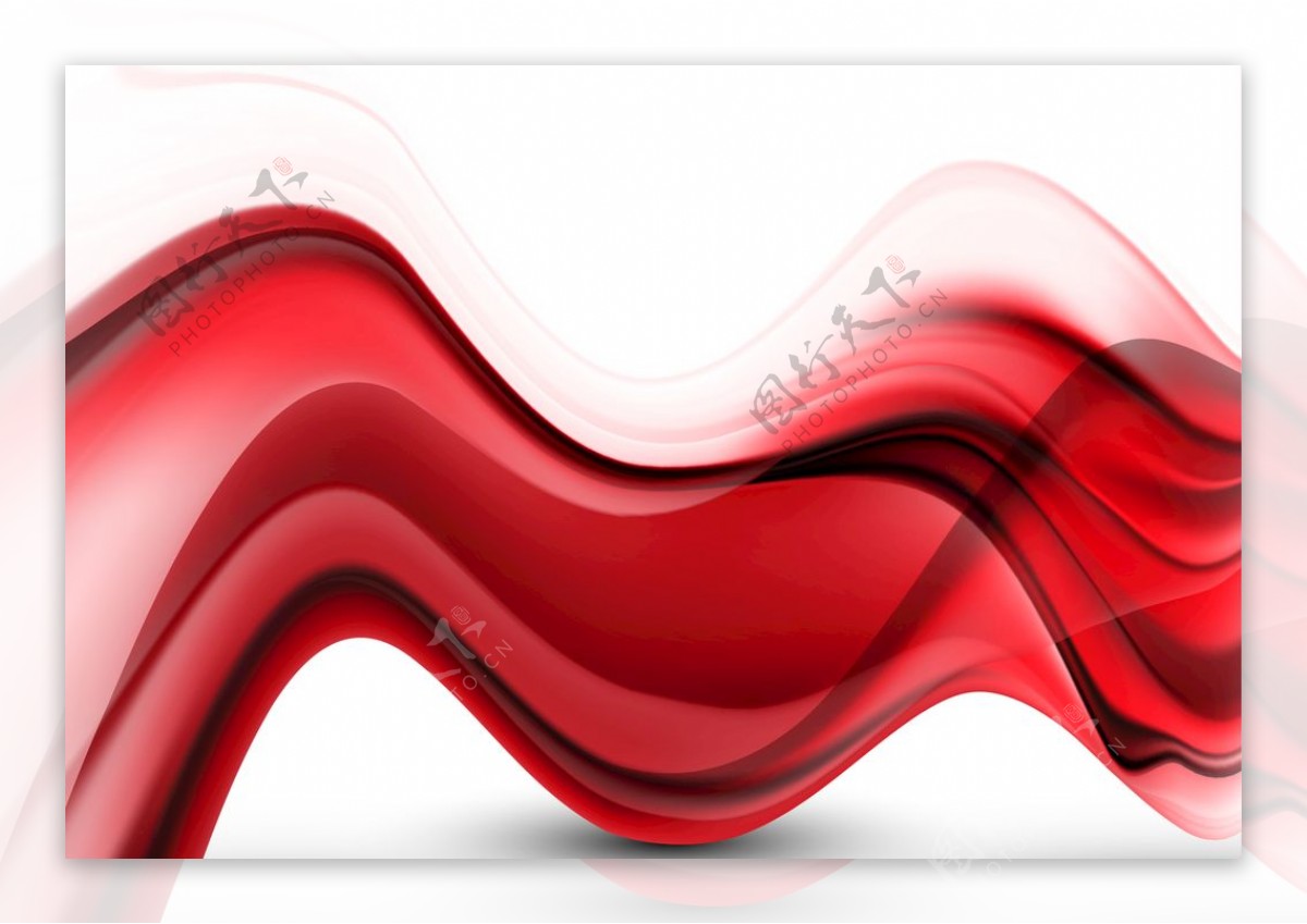 红色抽象波浪矢量线条