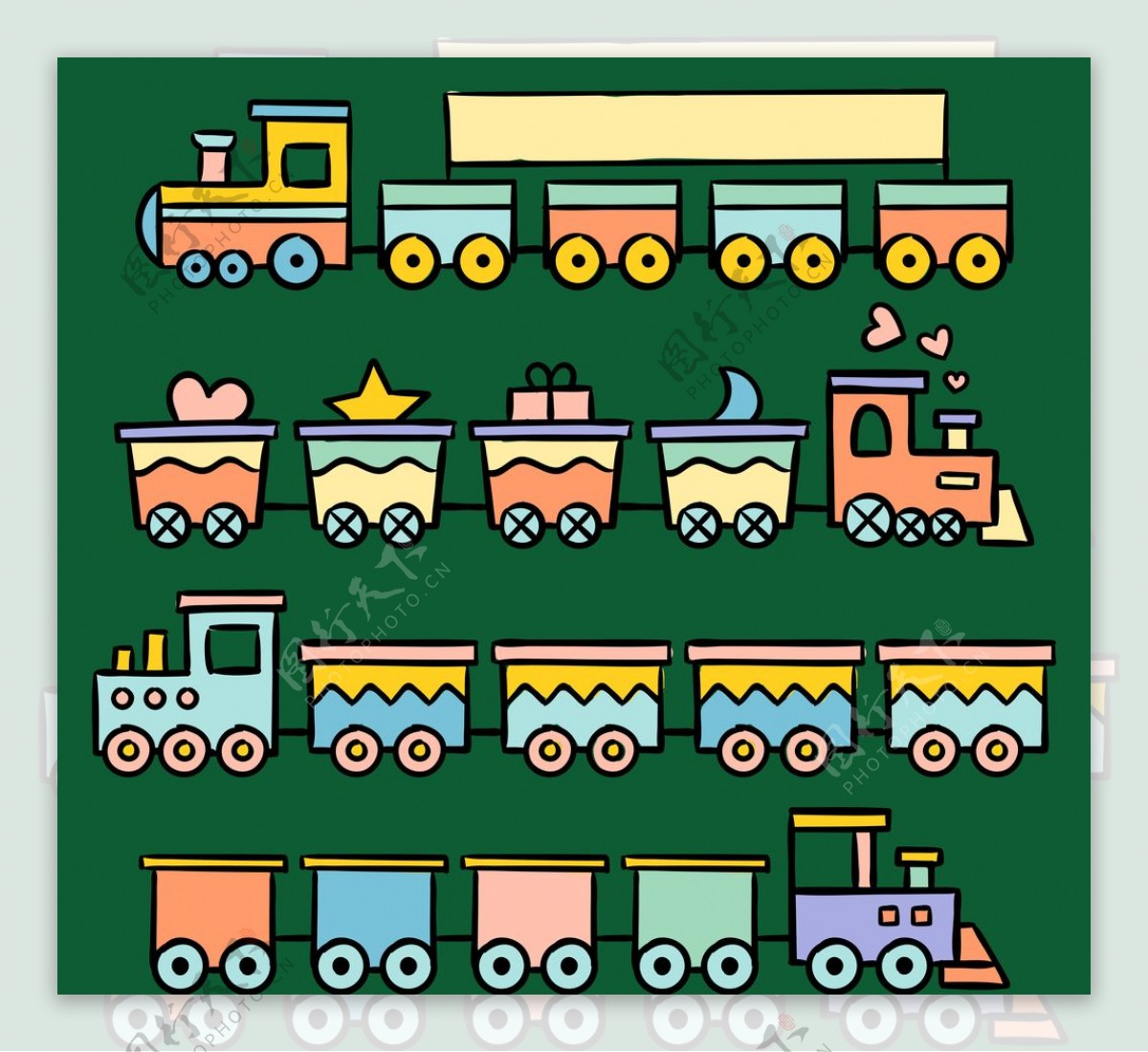 卡通手绘玩具小火车