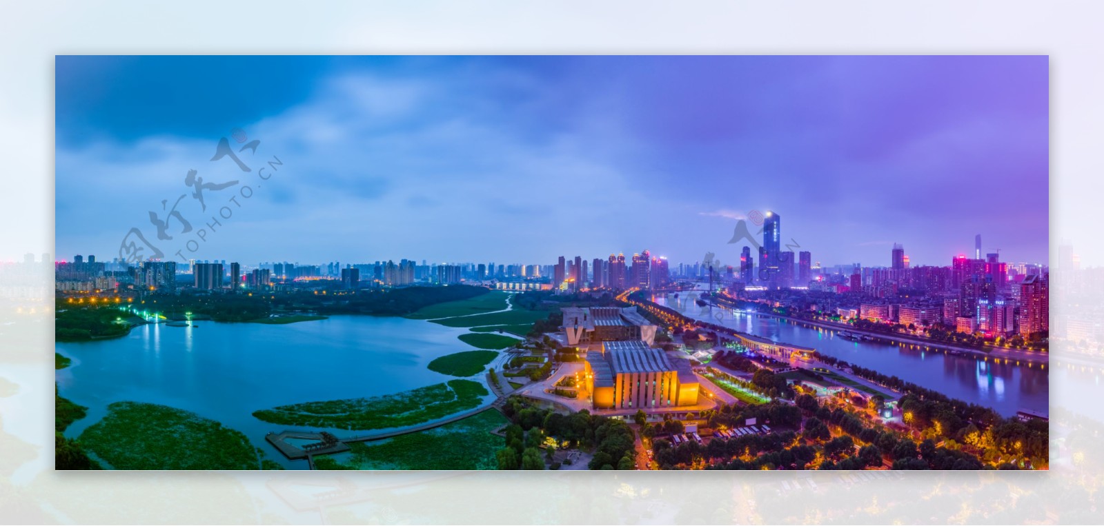 武汉汉阳月湖风景区全貌接片图