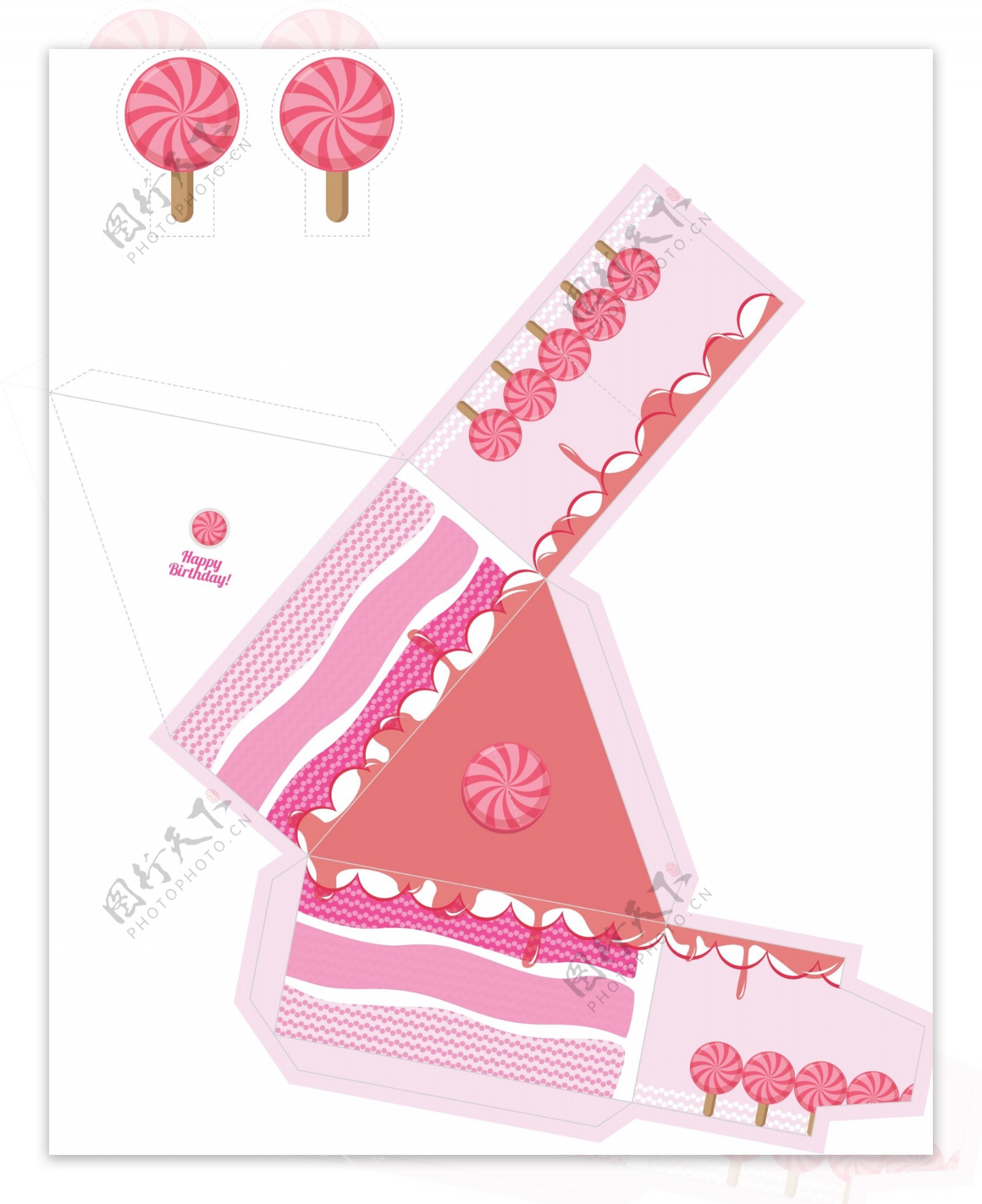 粉色蛋糕包装盒设计模板