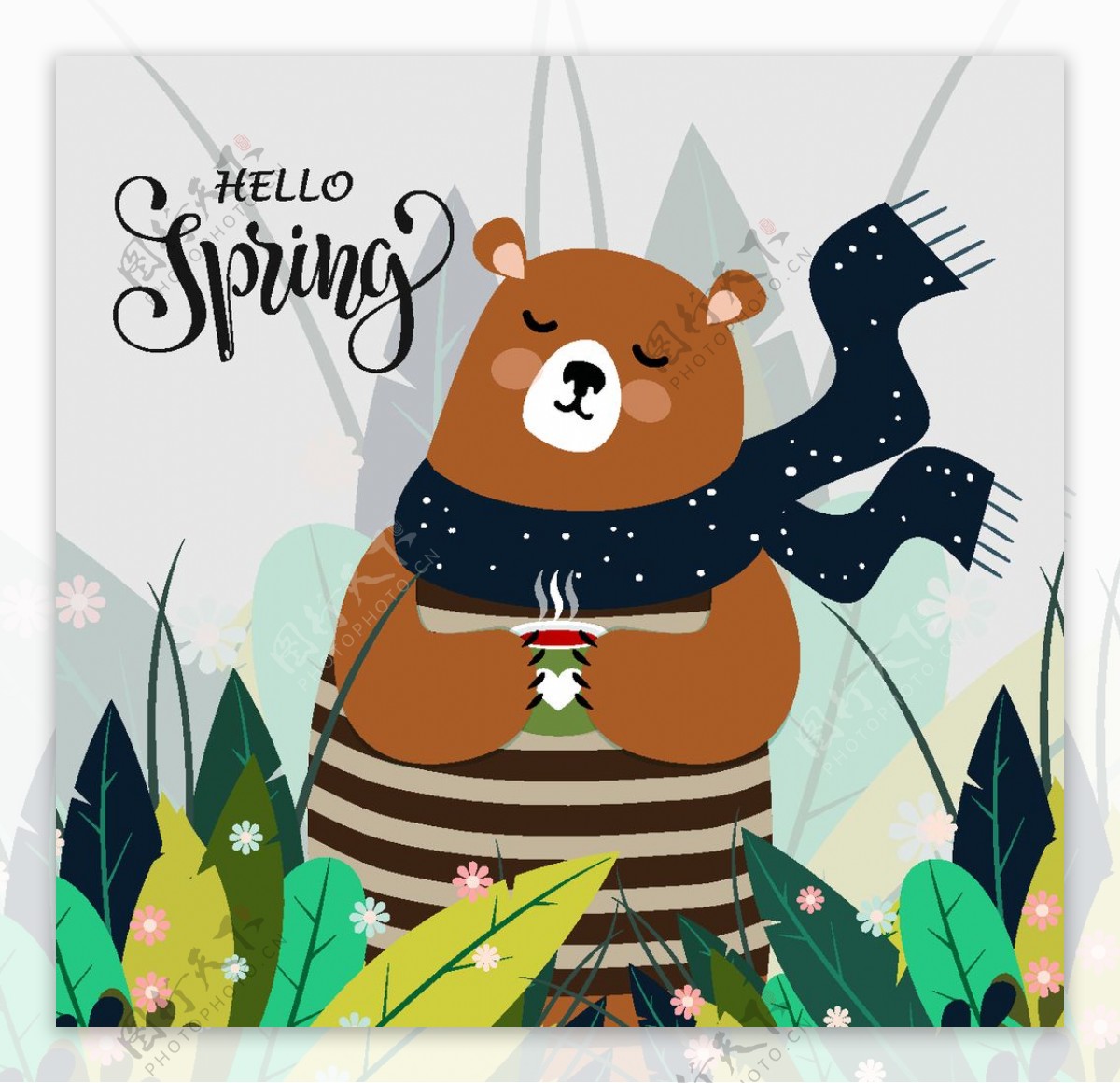 创意春季棕熊