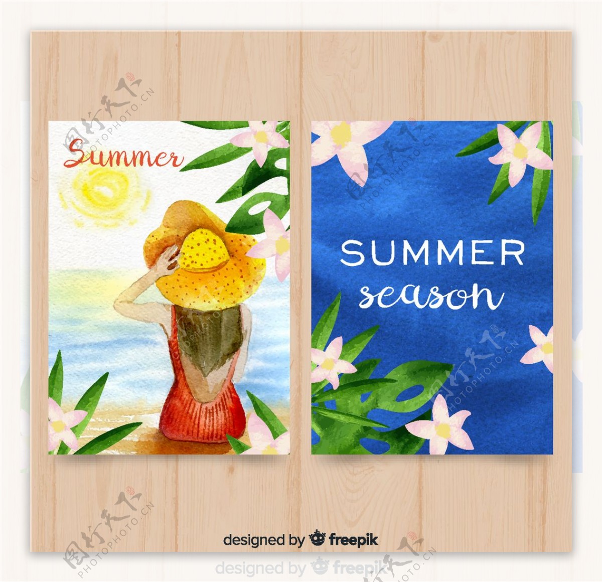 2款水彩绘夏季卡片