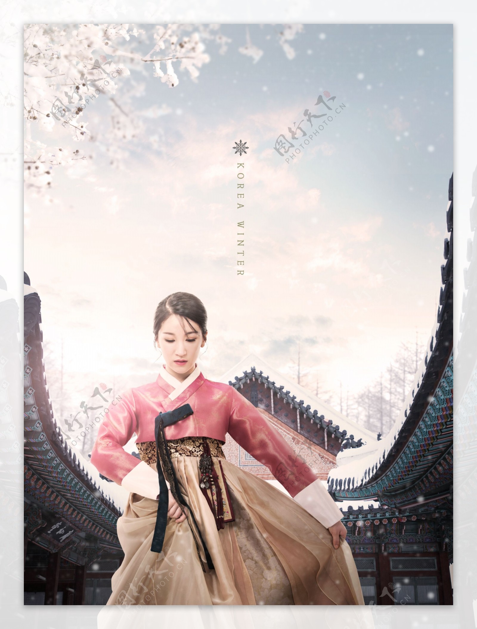 韩国背景人物素材海报