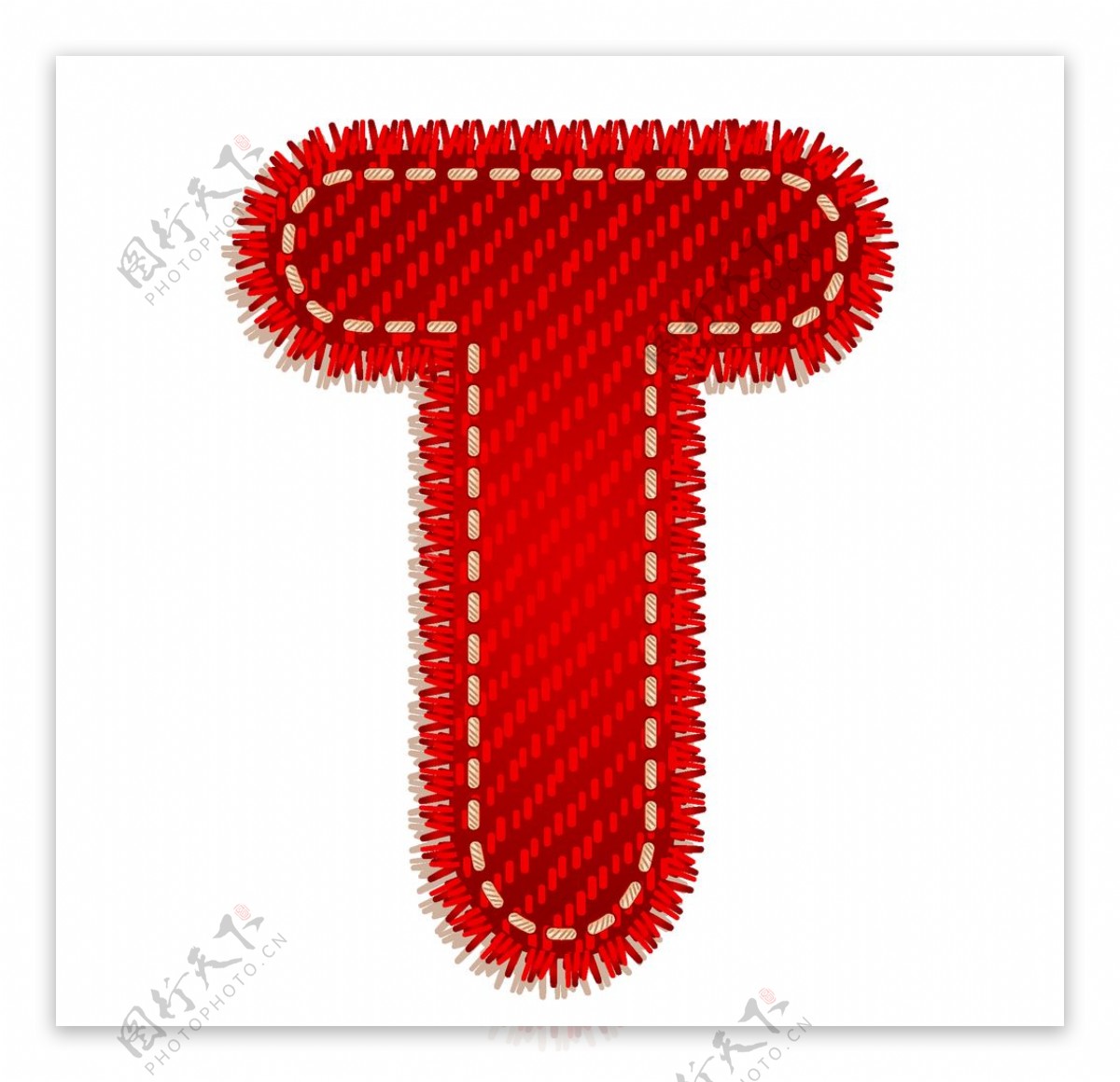 英文字母T设计艺术字创意牛仔布