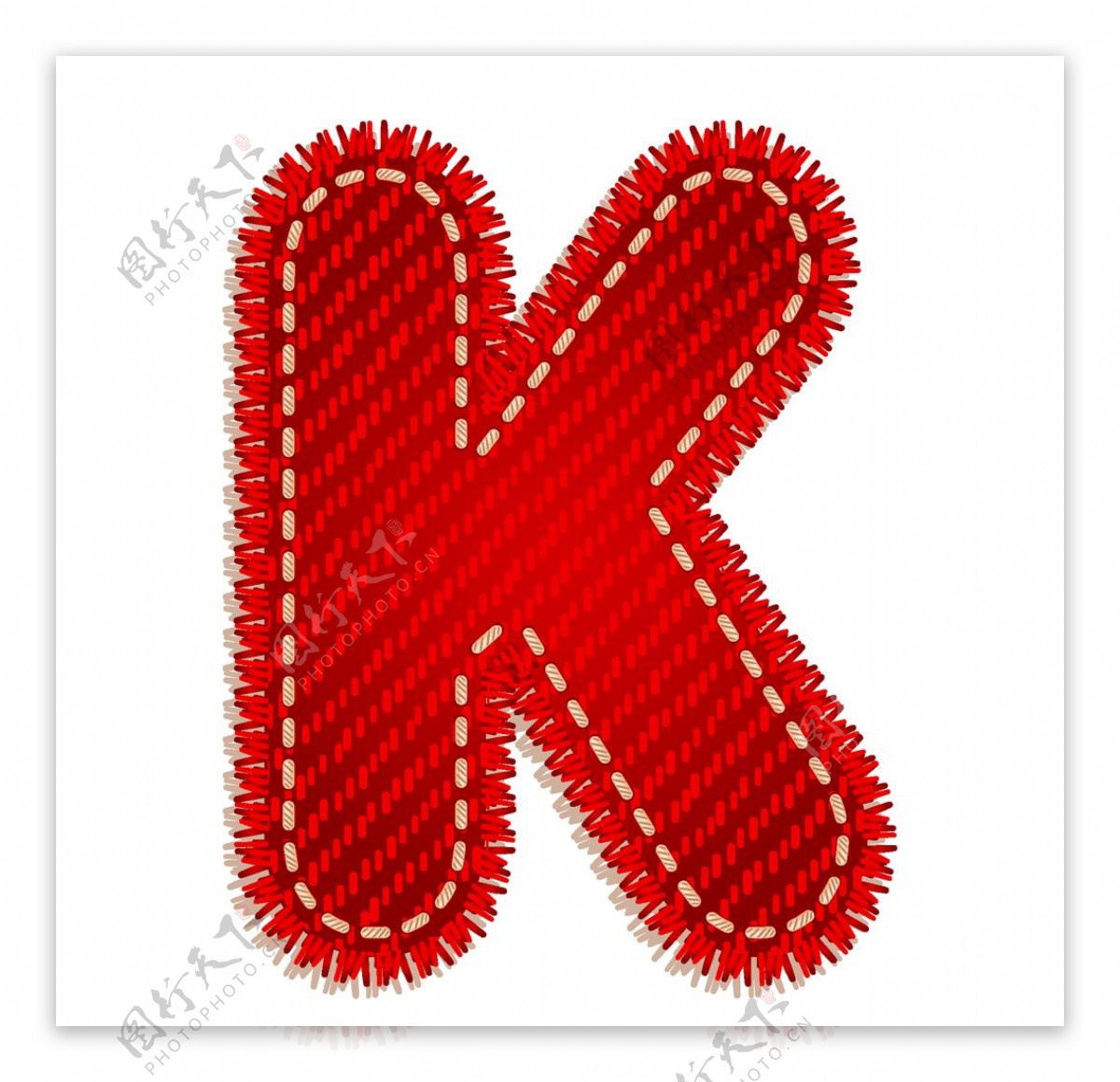 英文字母K设计艺术字创意牛仔布