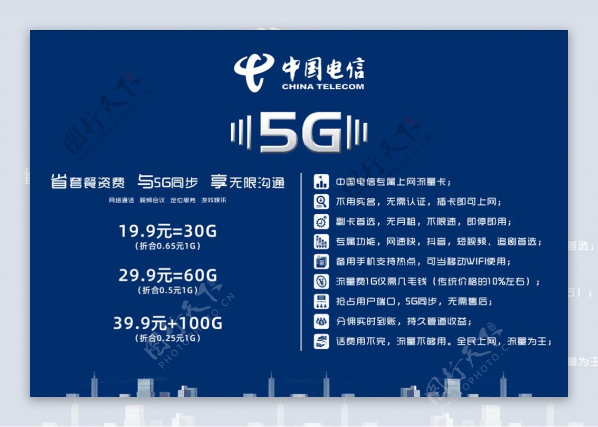 中国电信5G套餐资费标准