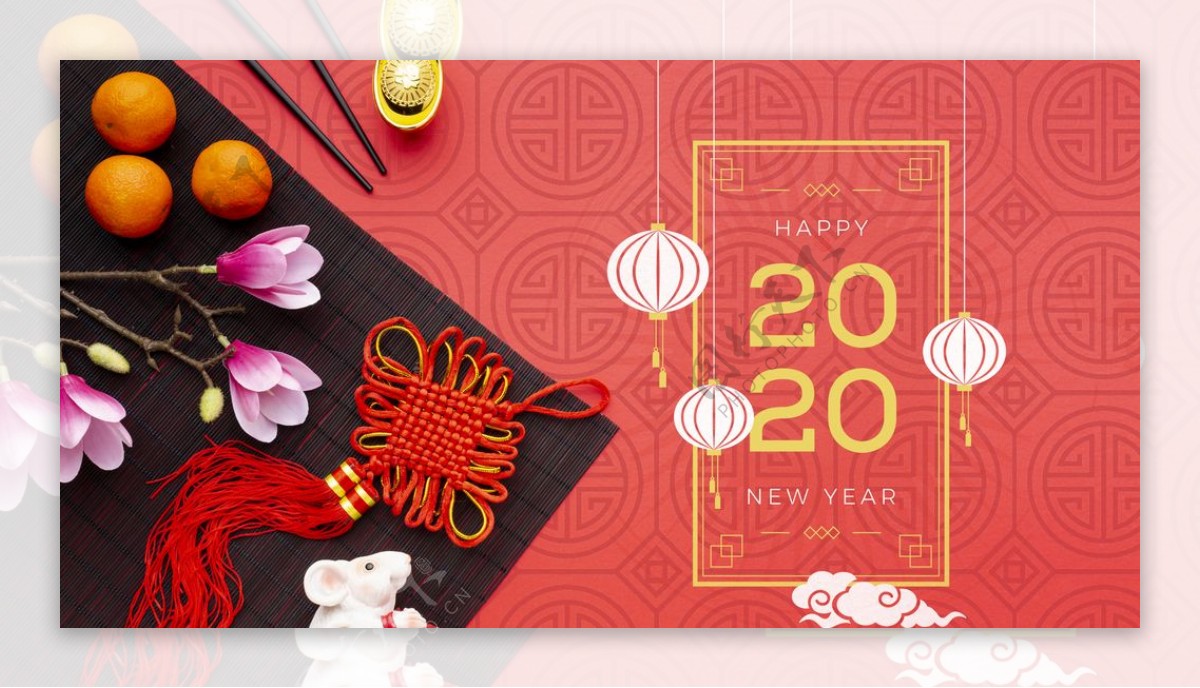 2020新年中国结春节鼠年