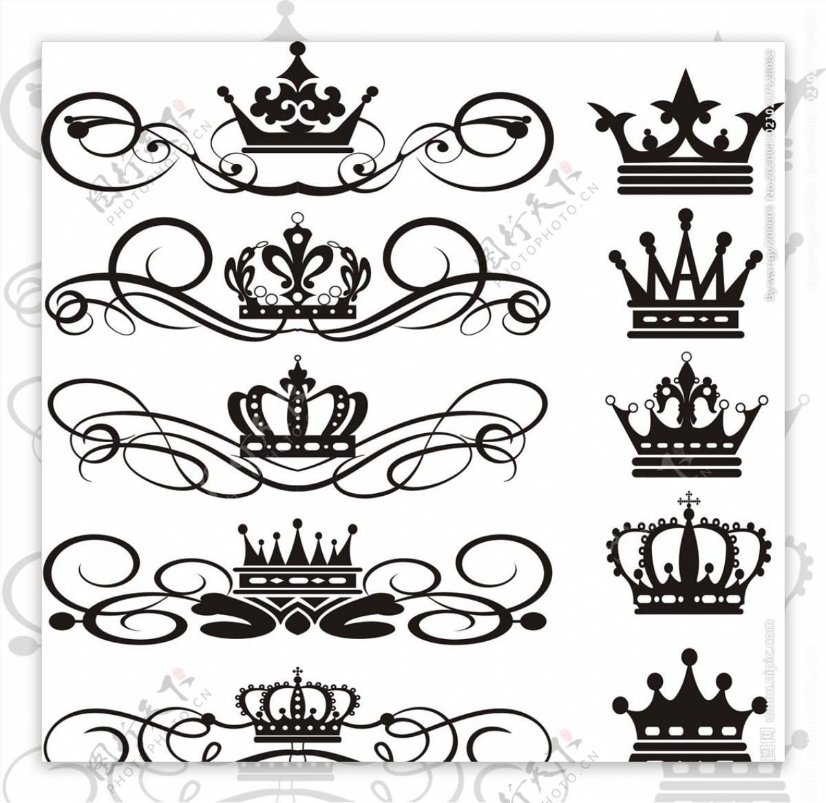 黑白皇冠设计图__背景底纹_底纹边框_设计图库_昵图网nipic.com