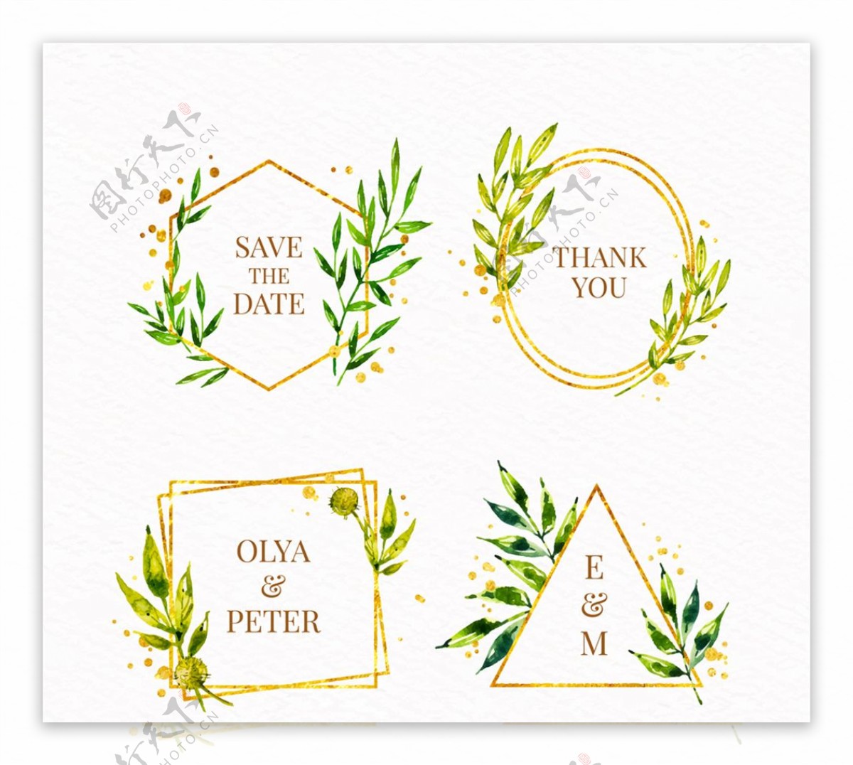 4款彩绘树叶婚礼标签