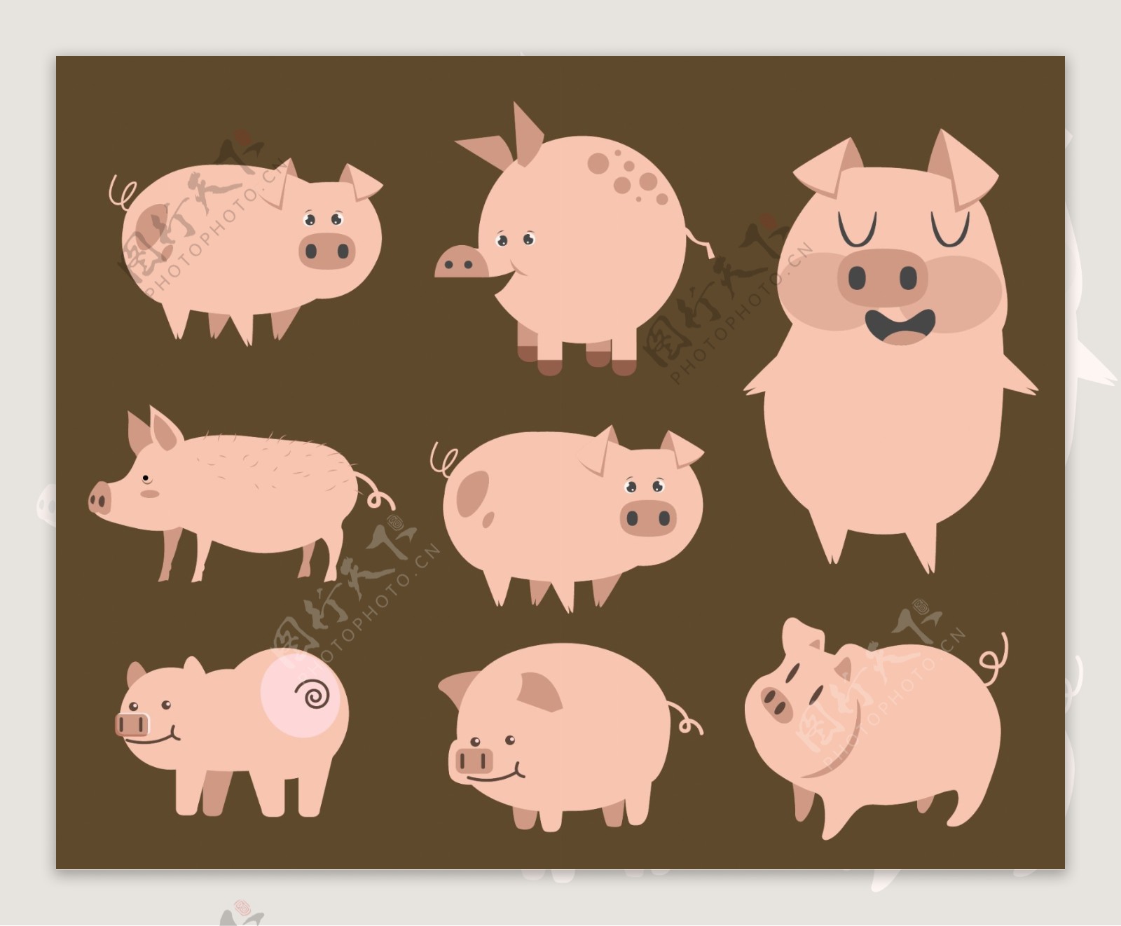 矢量卡通猪猪抽象猪