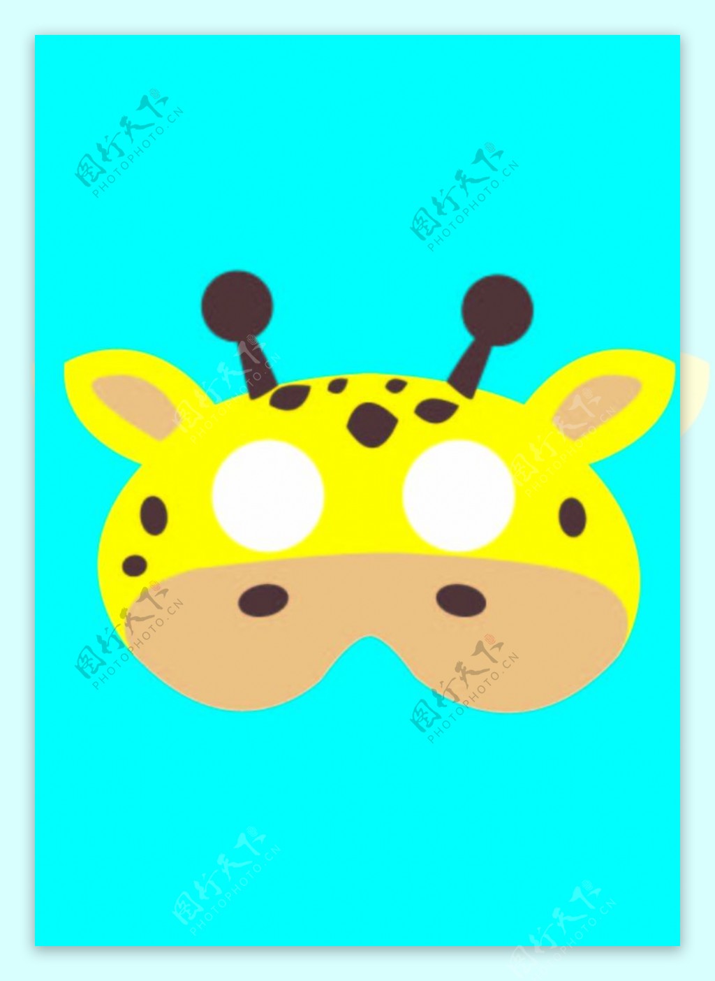 AI长颈鹿面具卡通黄色灰色矢量