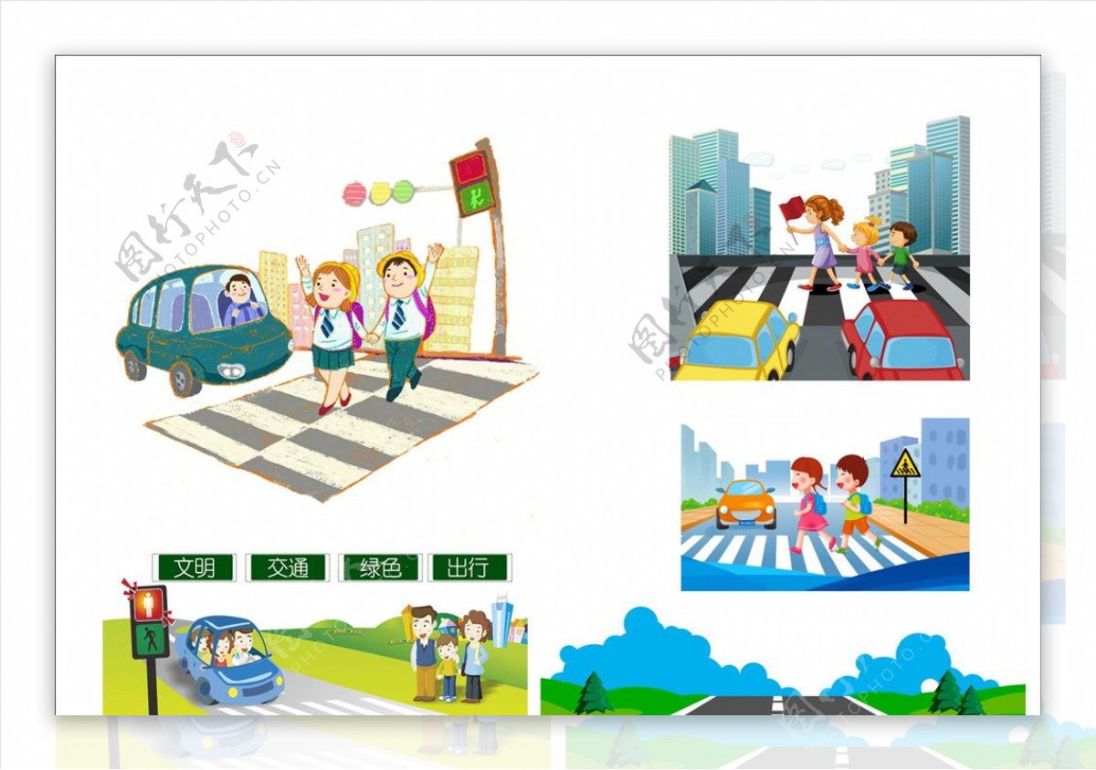 小学生过马路注意交通安全原创插画海报模板下载-编号1328616-众图网