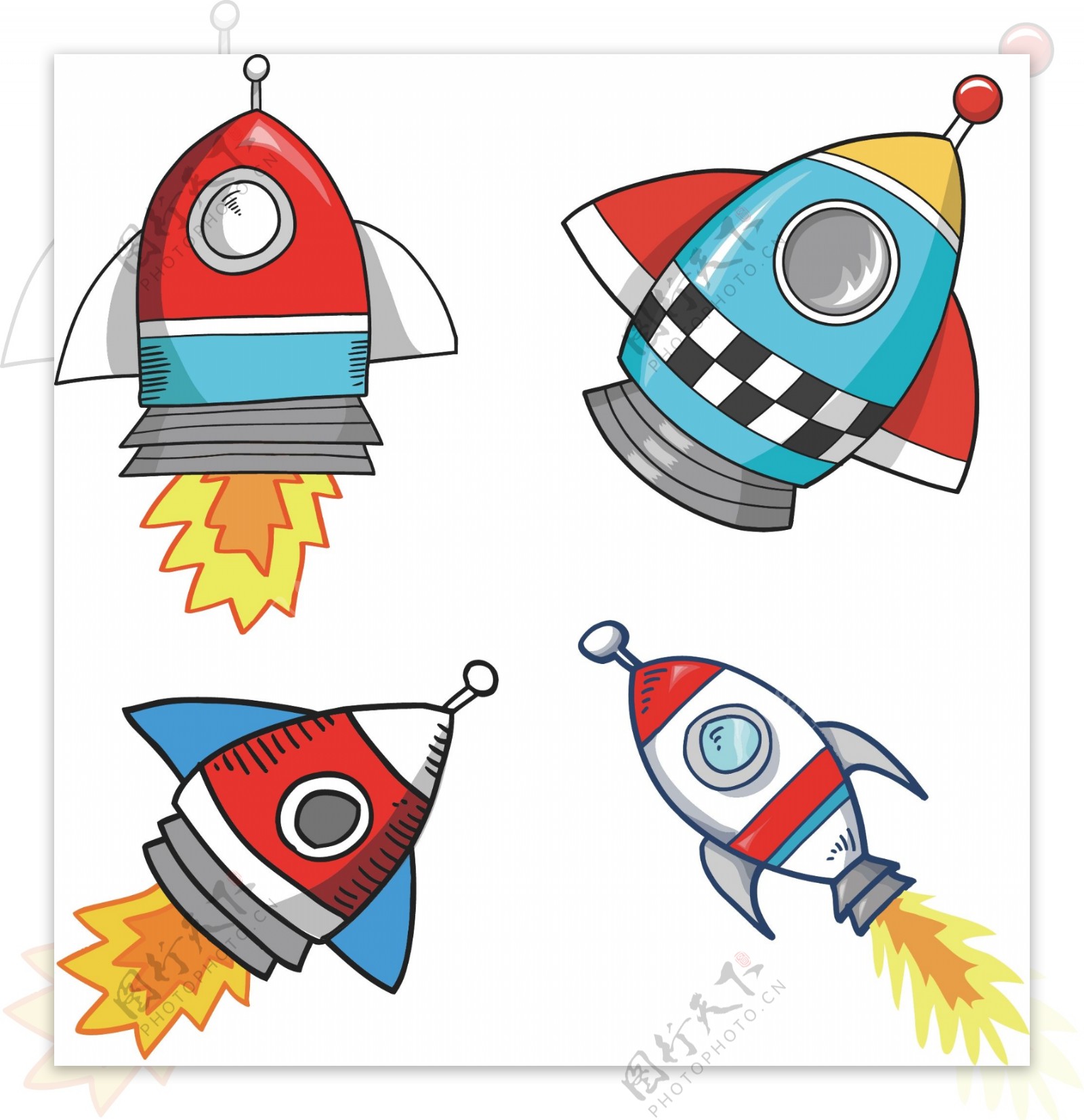 卡通儿童火箭航空器航天飞机