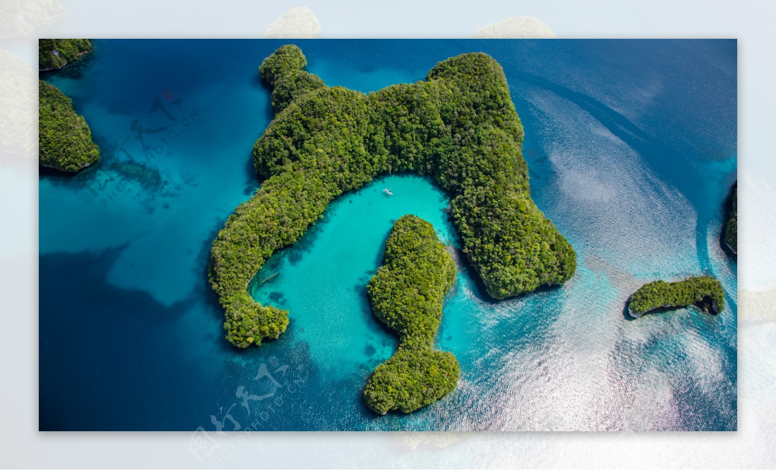 高清海面岛屿蓝色海自然背景素材