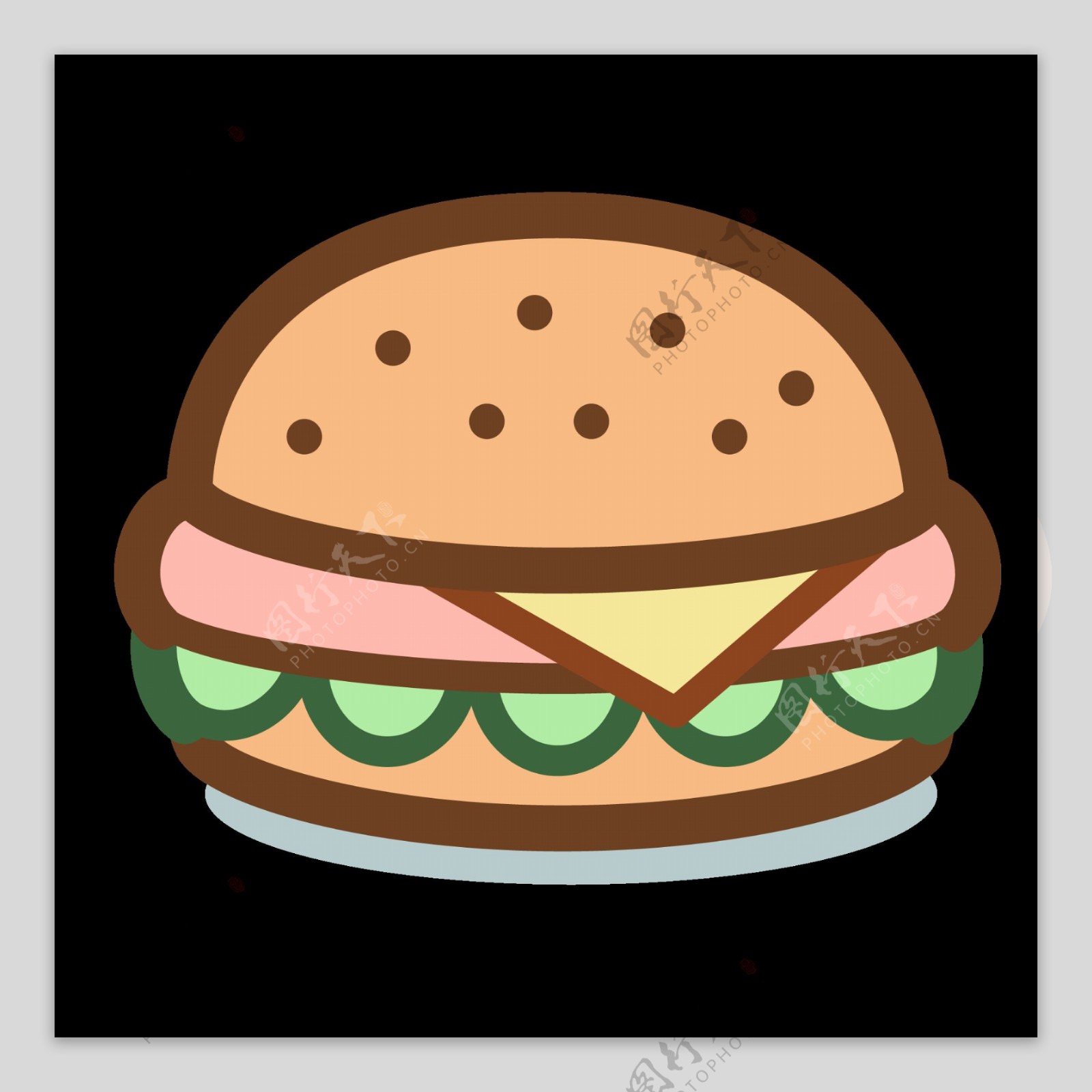 汉堡美食图标标志图形装饰素材