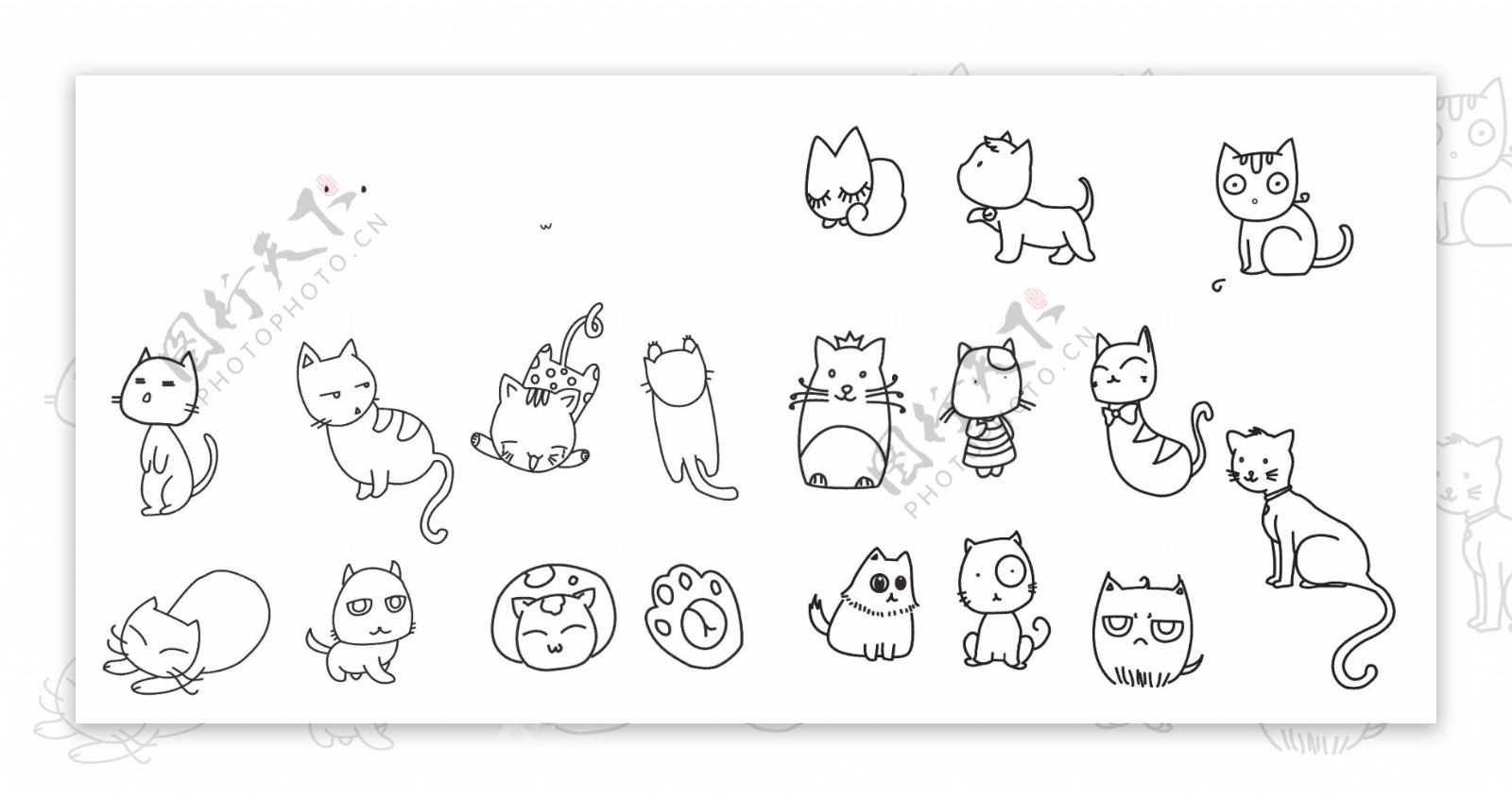 猫咪手绘矢量图