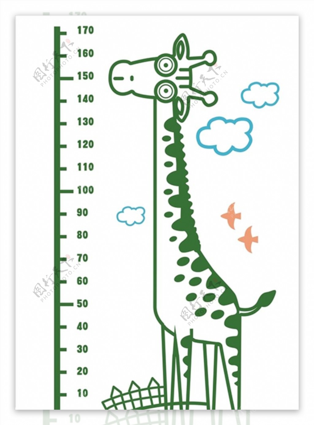长颈鹿身高矢量图